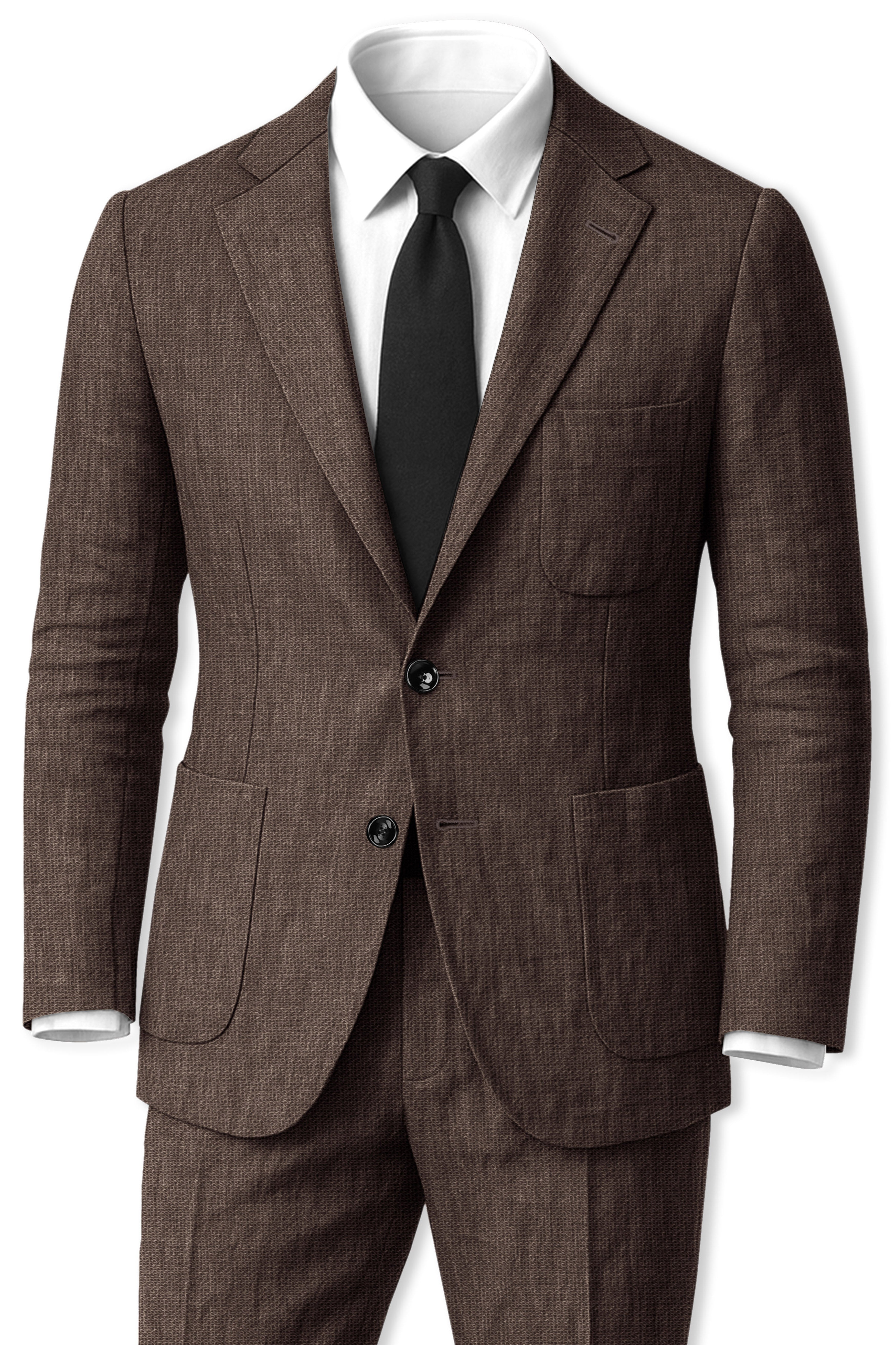 Terravo-Bistre Brown Luxurious Linen Single Breasted Sports Suit