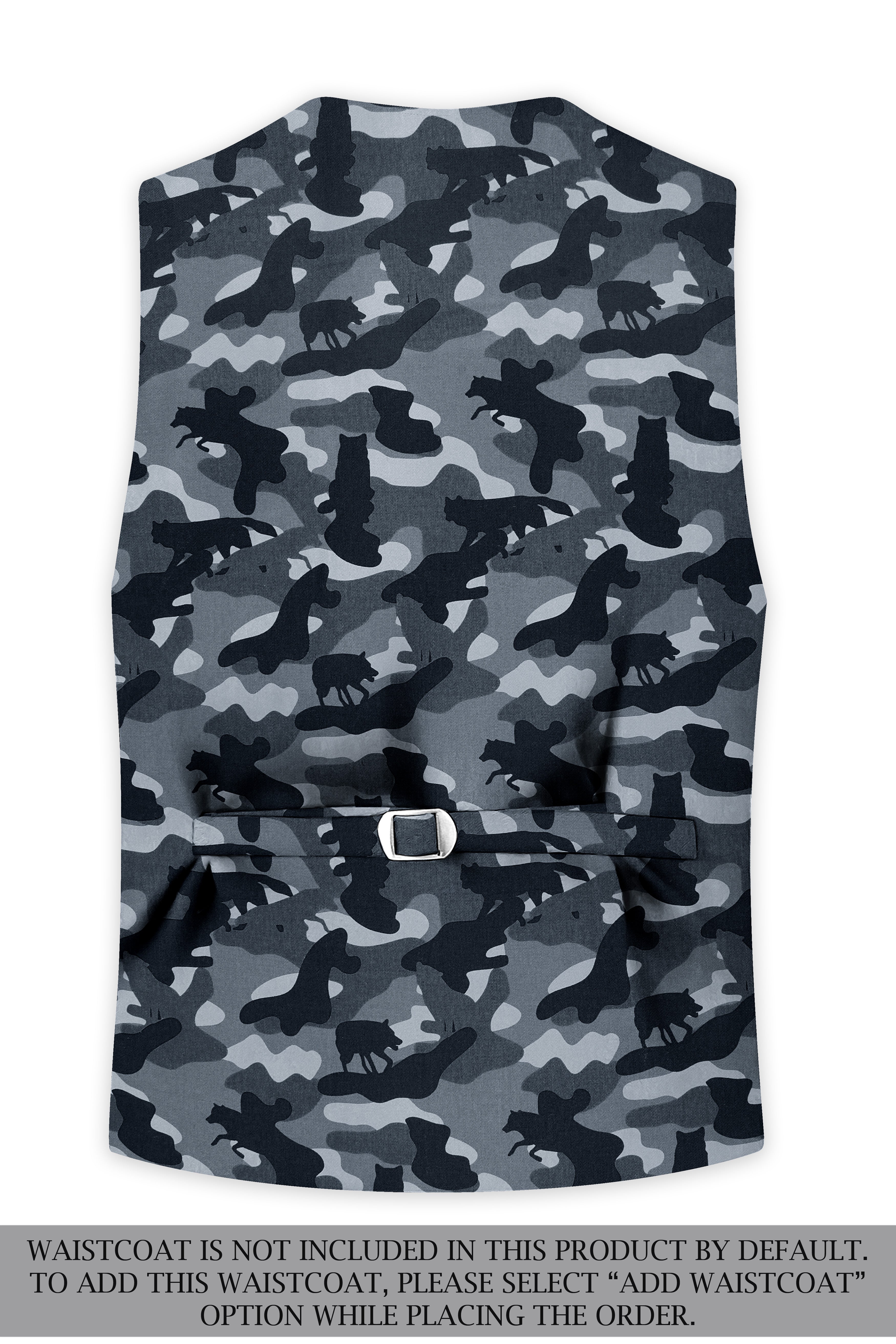 Obscaro-Carbon Gray And Cinder Black Camouflage Printed Cotton Single Breasted Suit