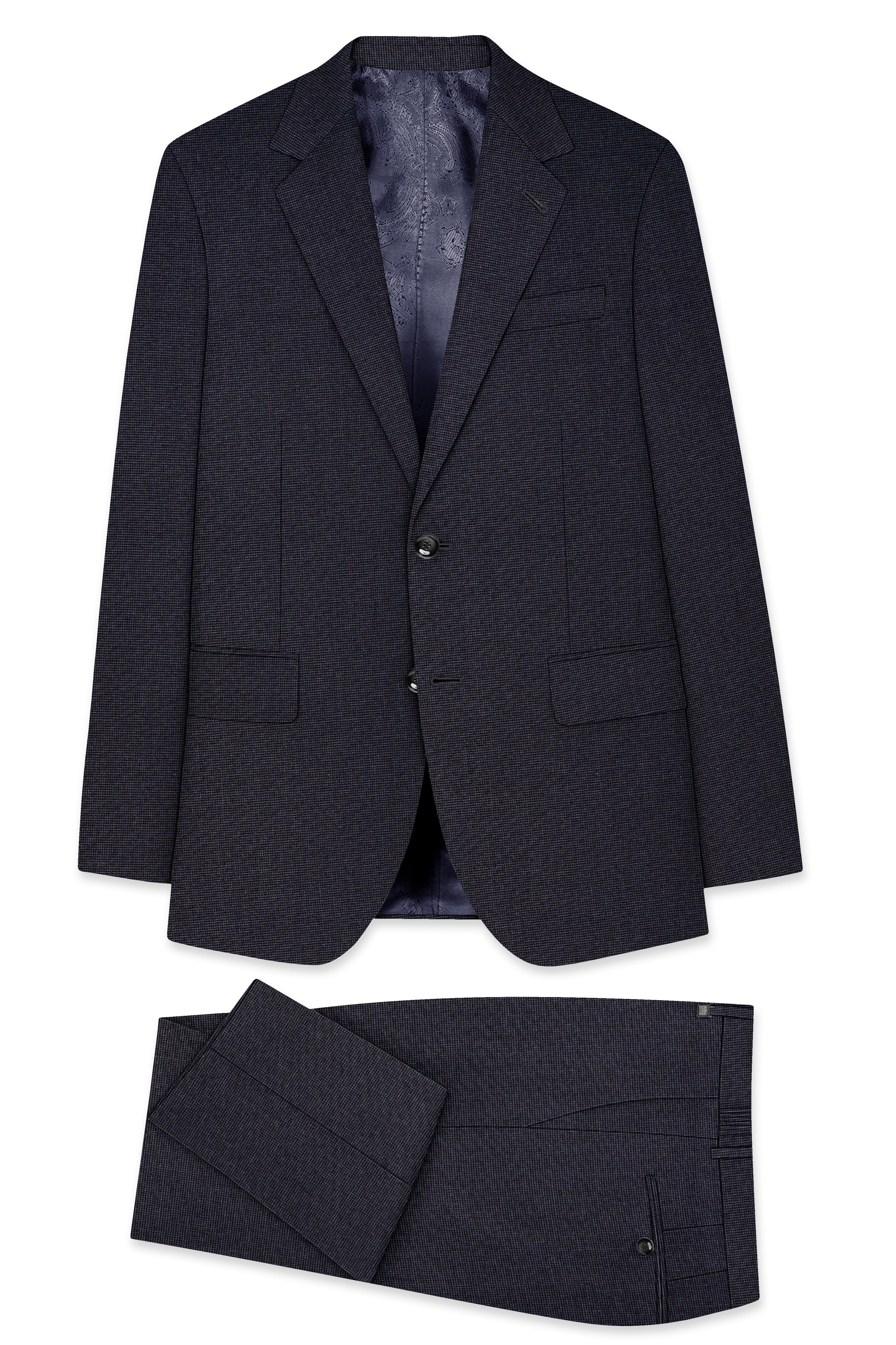 Cinerro-Shark Gray Textured Wool Rich Single Breasted Suit