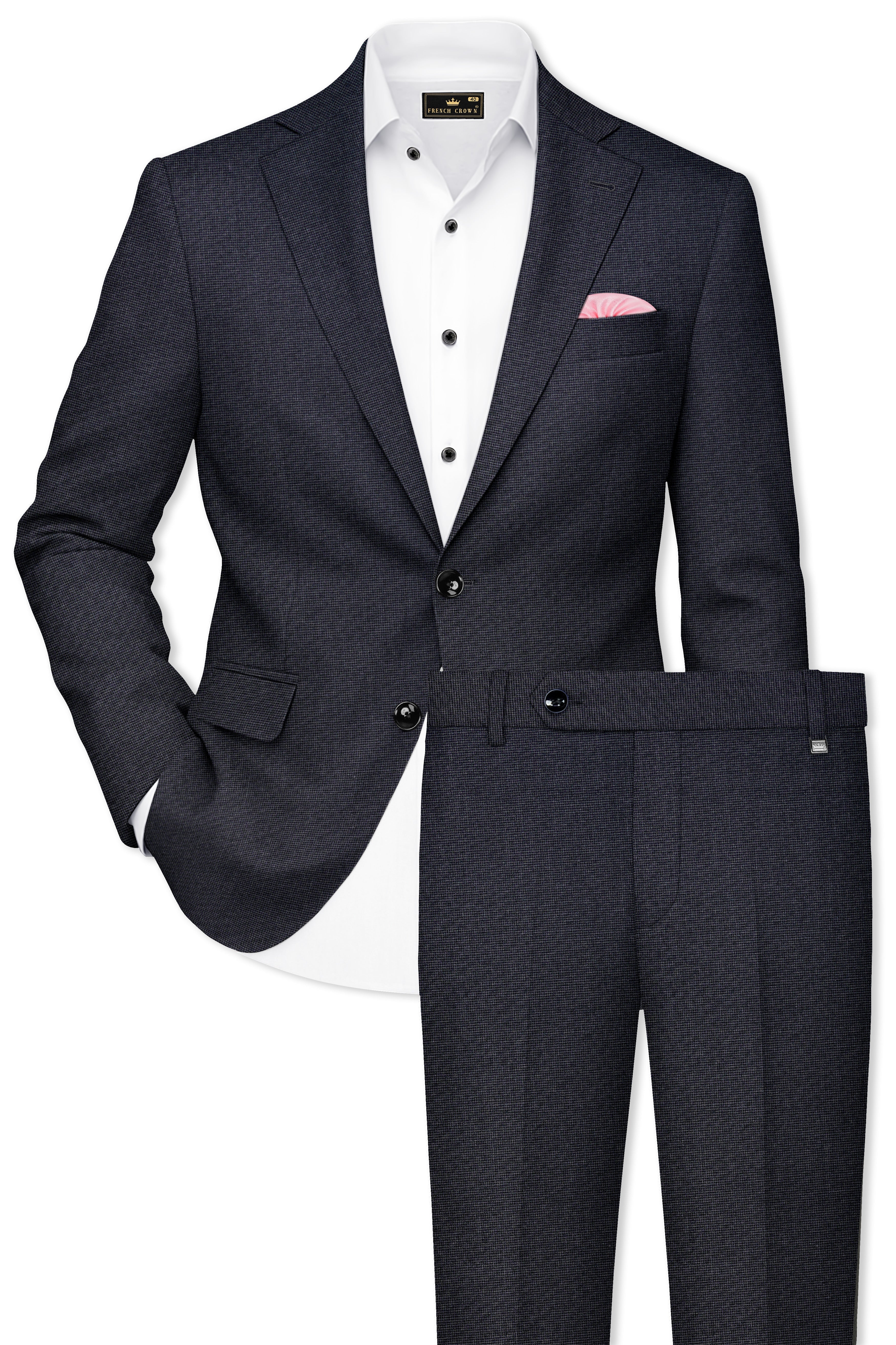 Cinerro-Shark Gray Textured Wool Rich Single Breasted Suit