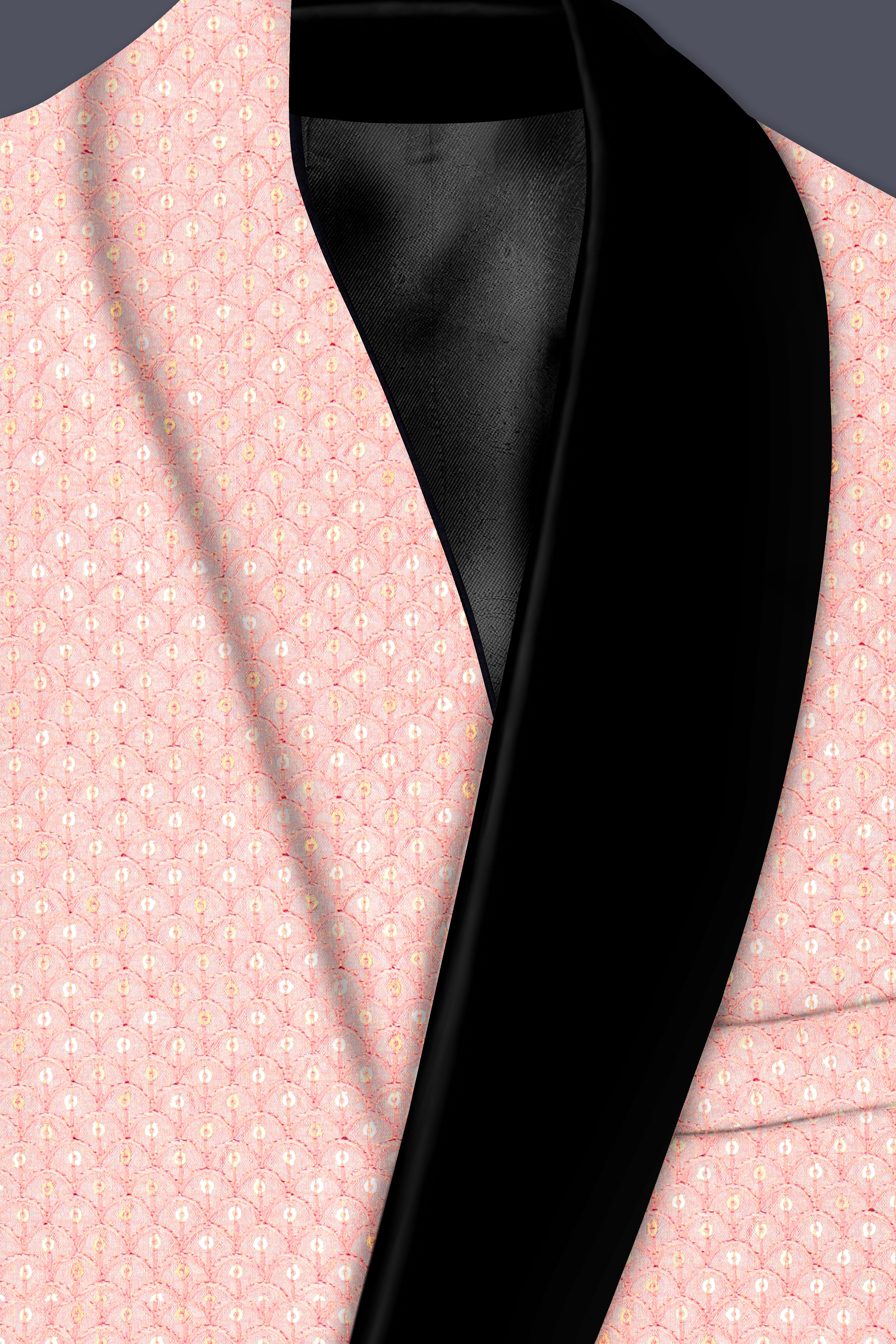Rosavon-Mandys Pink Cotton Thread Heavy Embroidered Designer Tuxedo Suit