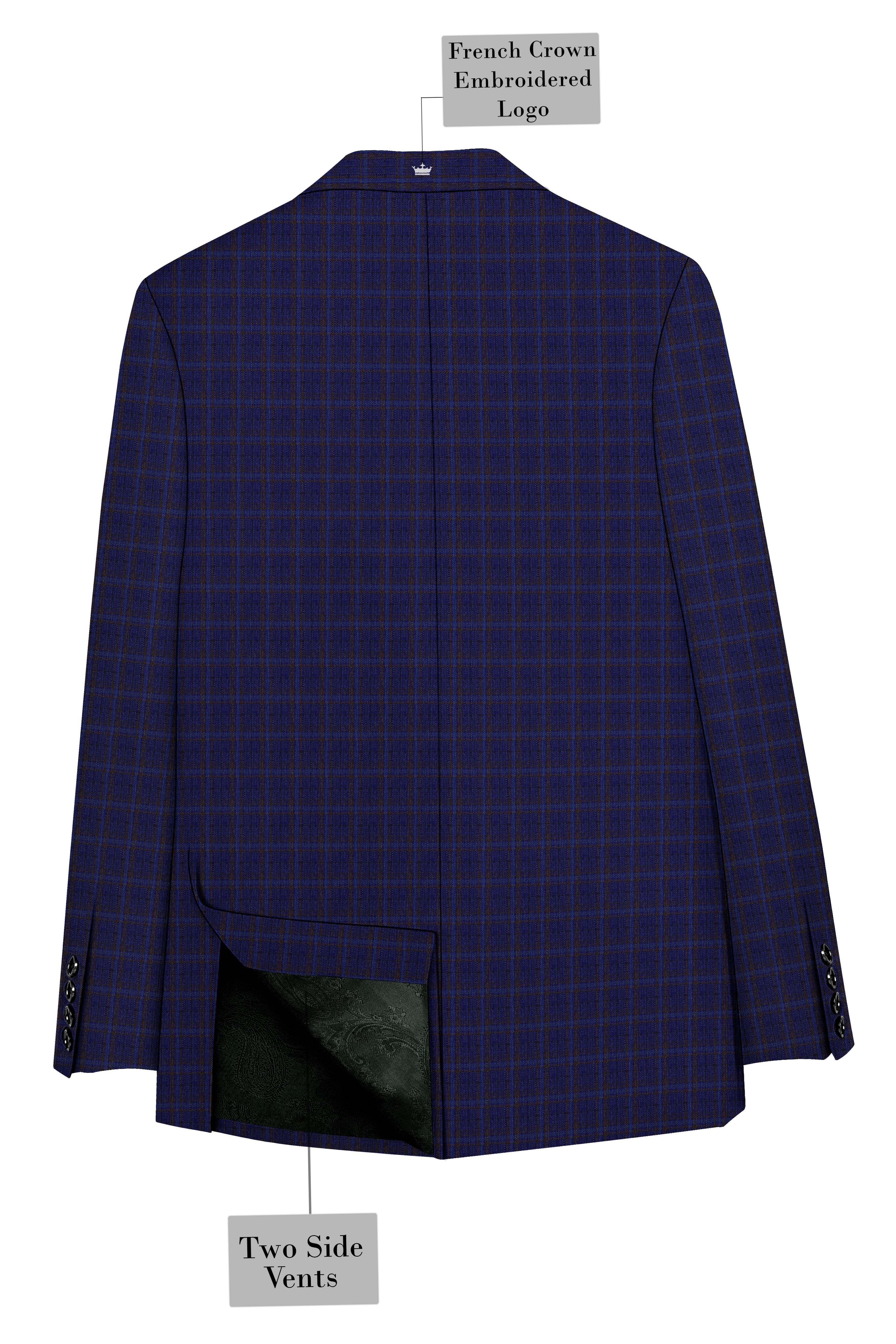 Plaivoro-Halti Blue Plaid Wool Rich Single Breasted Suit