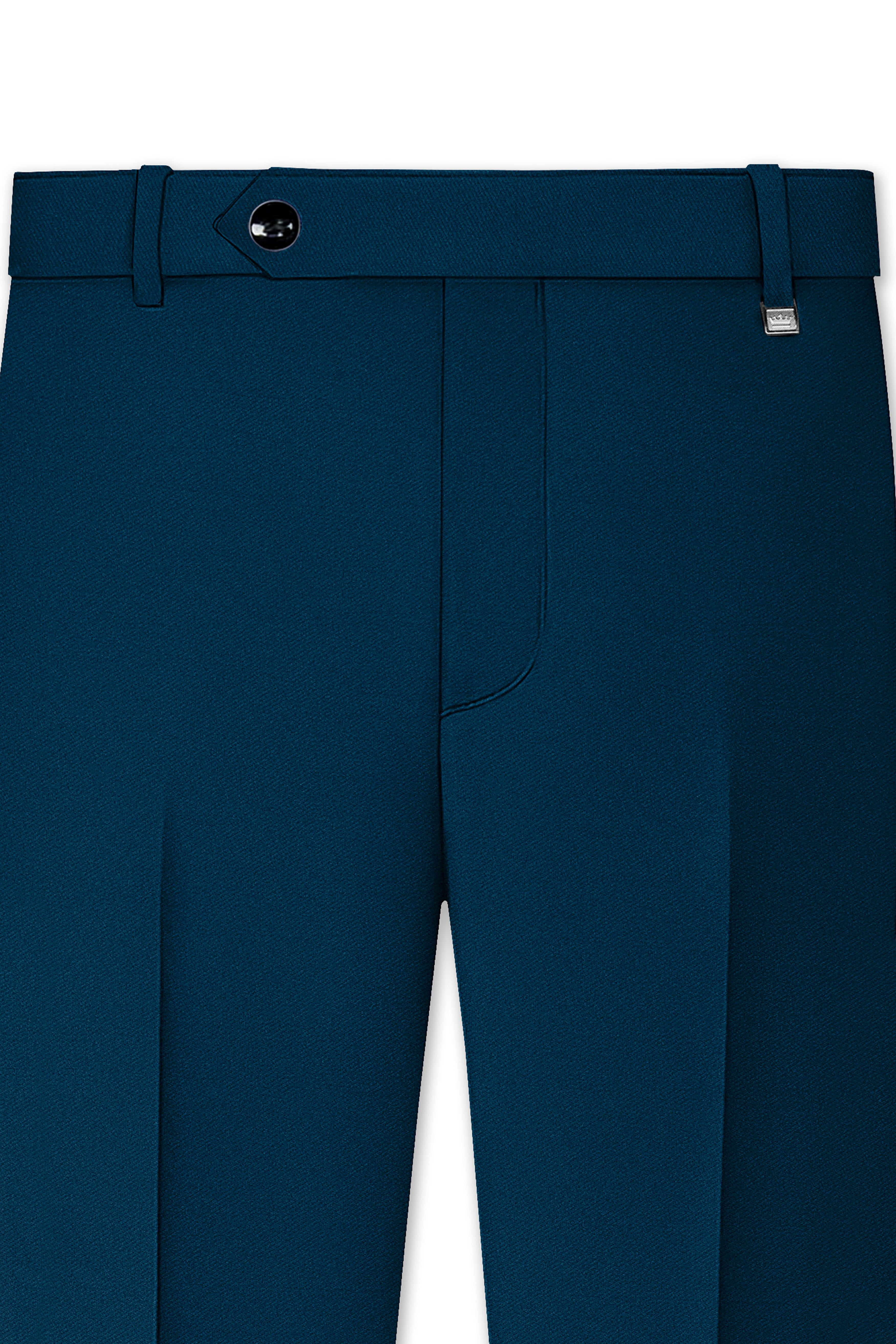 Aureblu-Korean Prussian Blue 4-Way Stretch Wrinkle-Free Wool Rich Bandhgala Suit