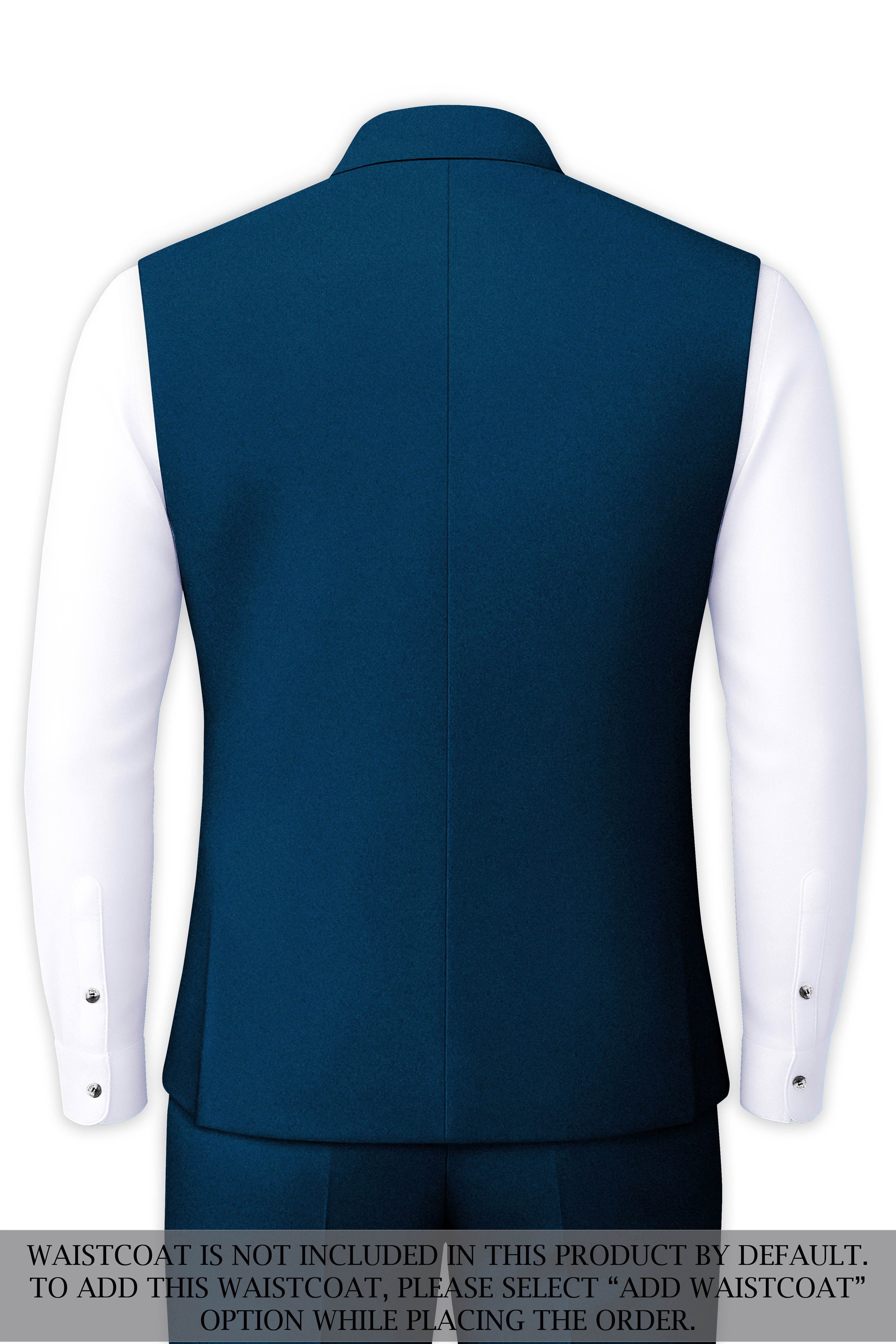 Aureblu-Korean Prussian Blue 4-Way Stretch Wool Rich Bandhgala Suit