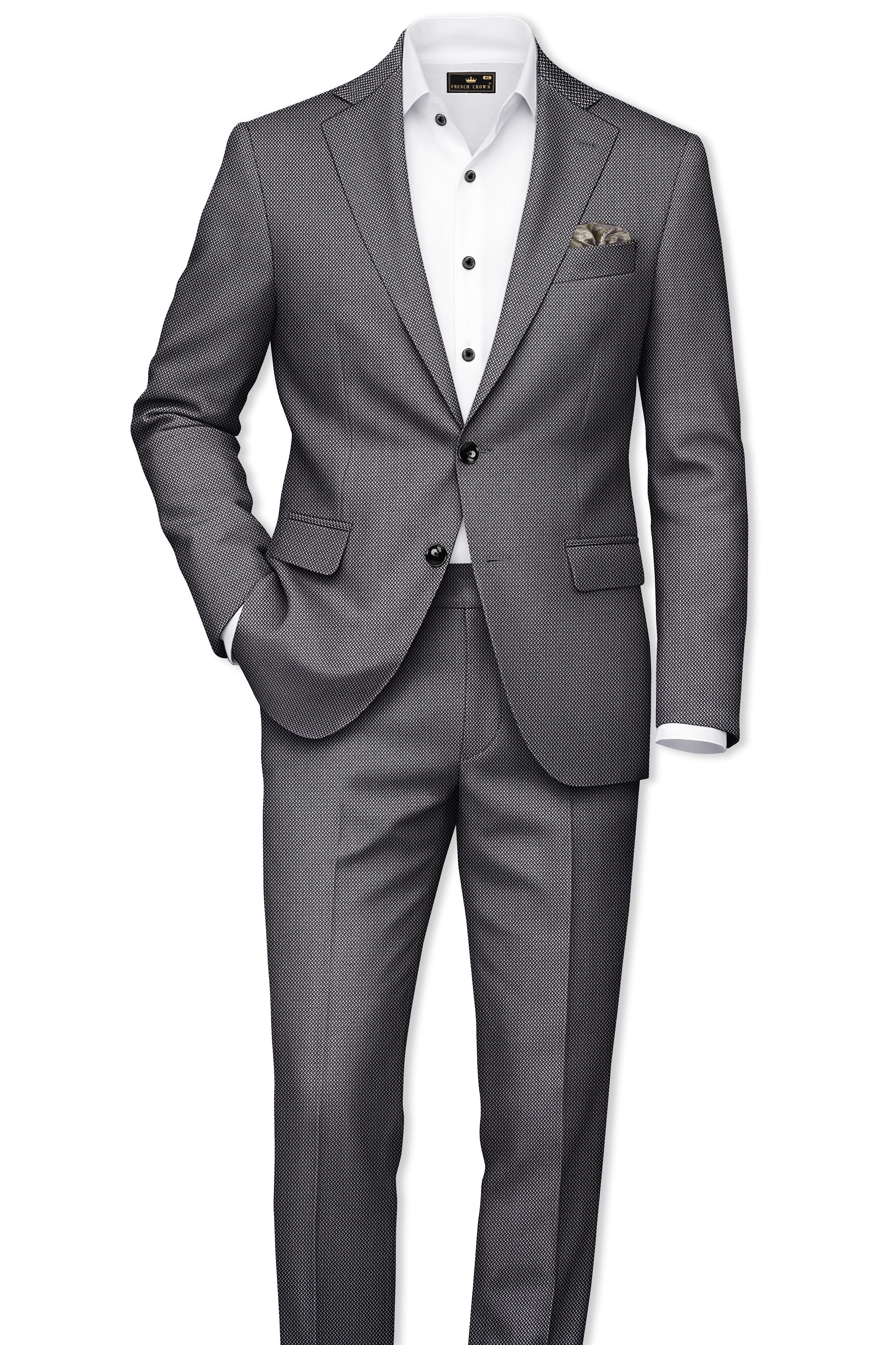 Cinerro-Dova Gray Textured Wool Rich Single Breasted Suit