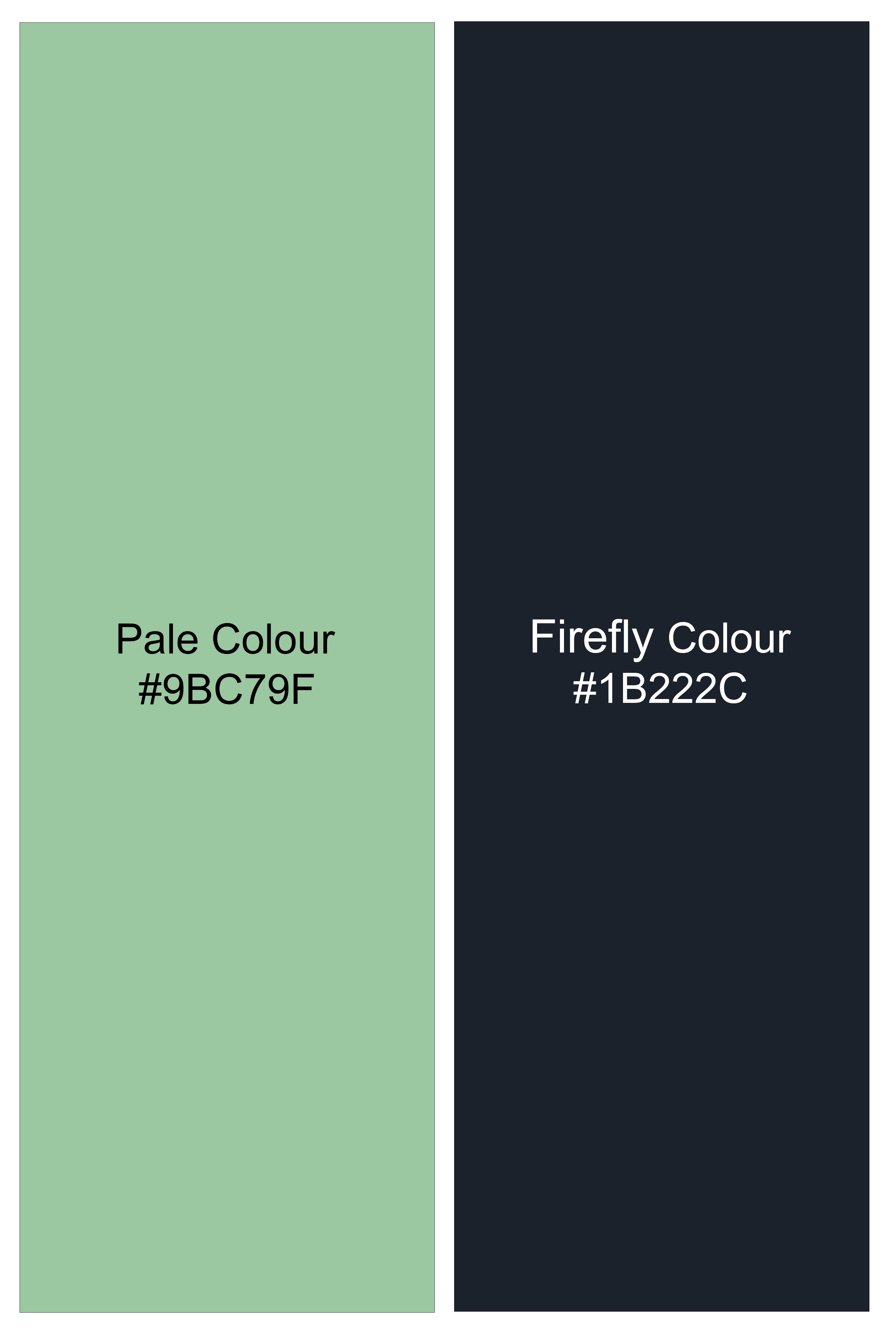 Verdvoro-Pale Green And Firefly Blue Camouflage Printed Premium Cotton Single Breasted Suit