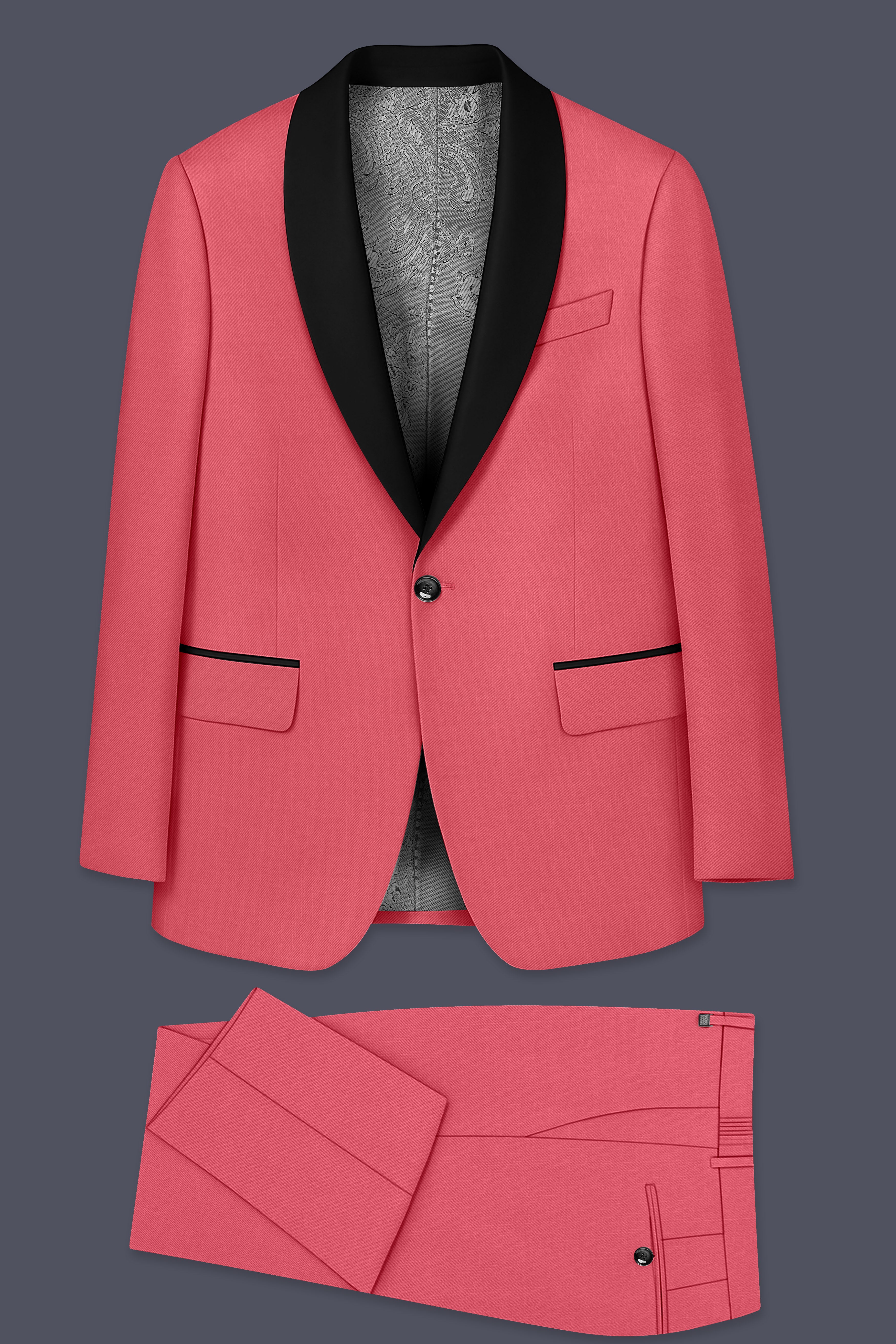 Aurerosa-Roman Pink Wool Rich Tuxedo Slight Stretch Suit