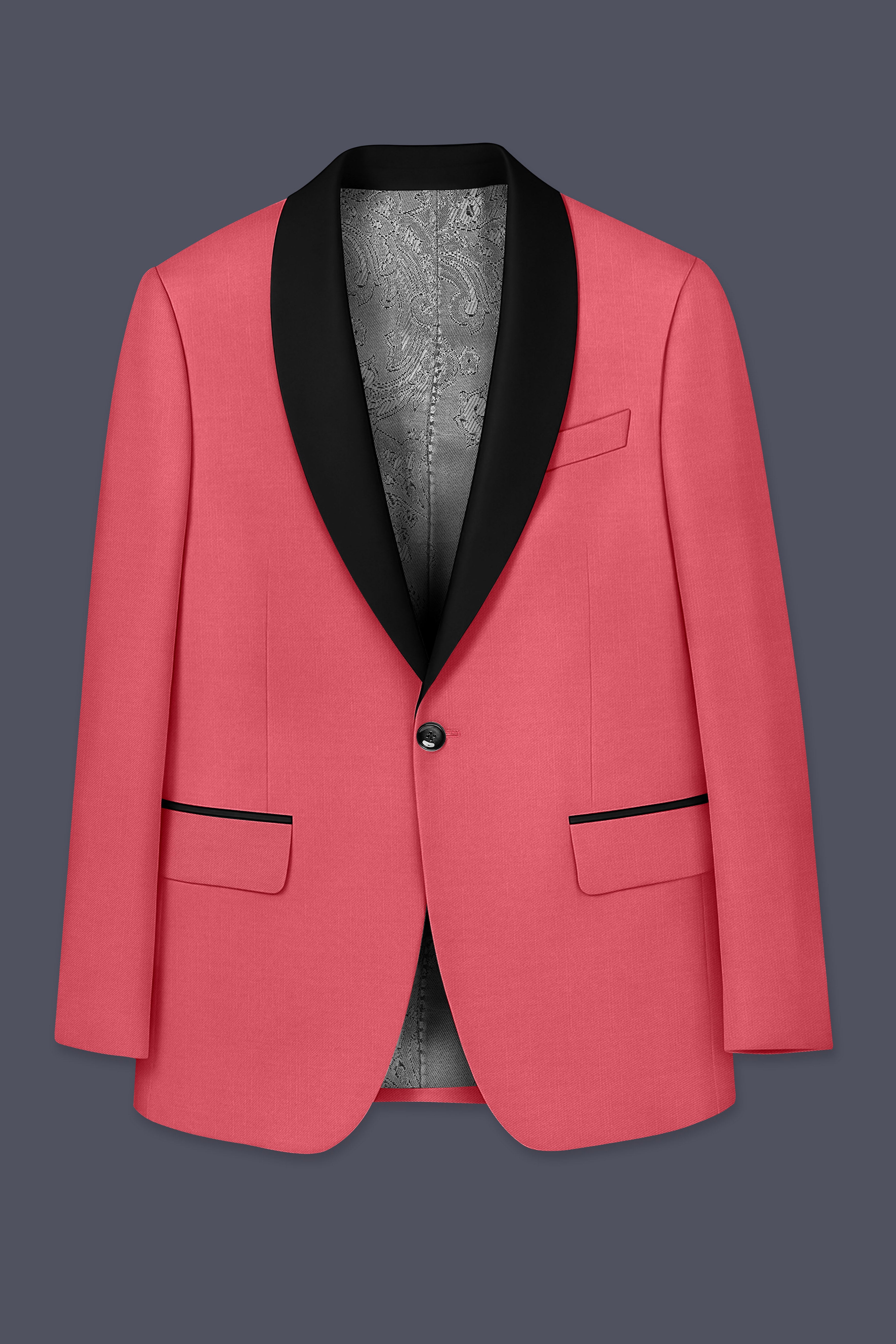 Aurerosa-Roman Pink Wool Rich Tuxedo Slight Stretch Suit