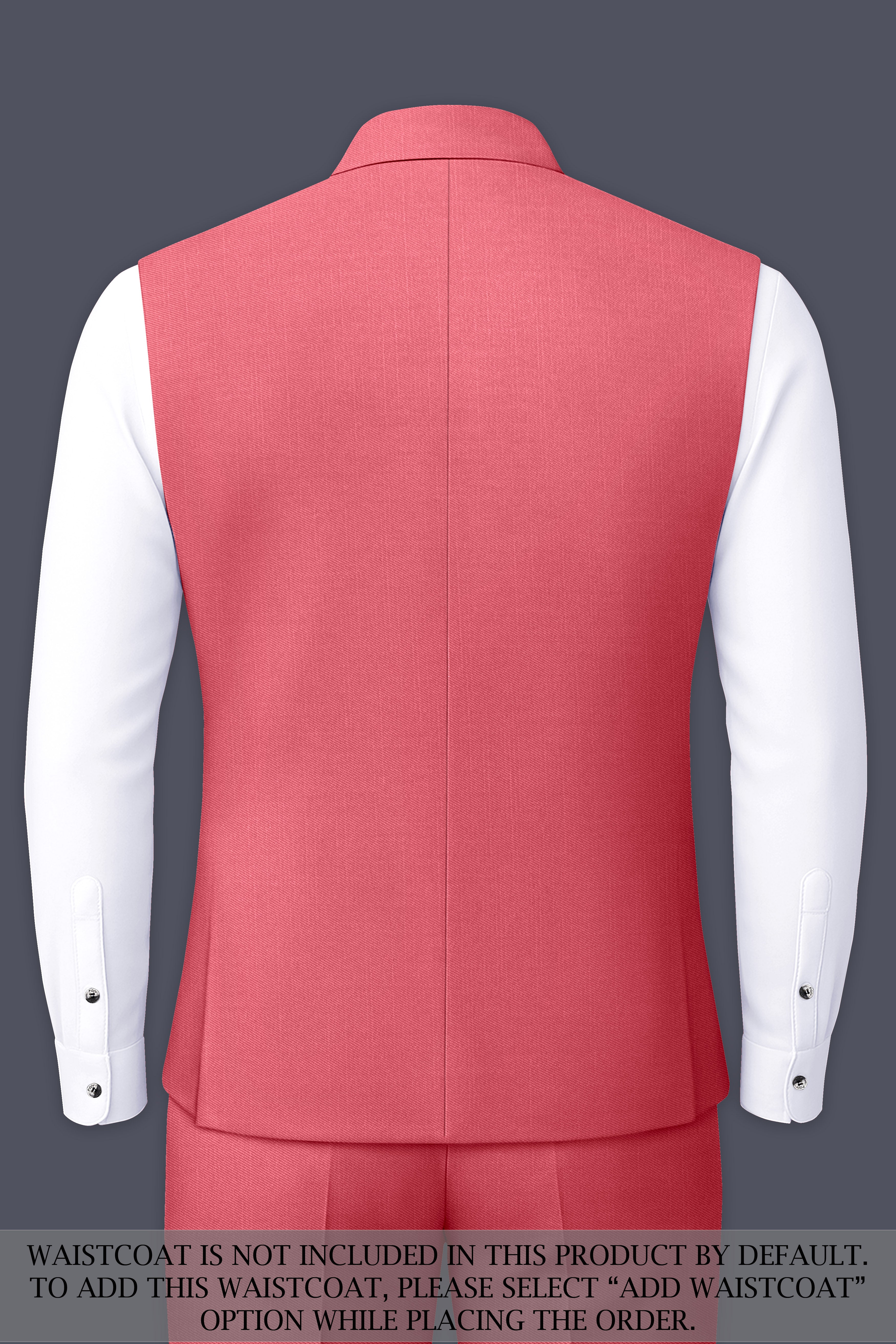 Aurerosa-Roman Pink Wool Rich Cross Placket Bandhgala Slight Stretch Suit