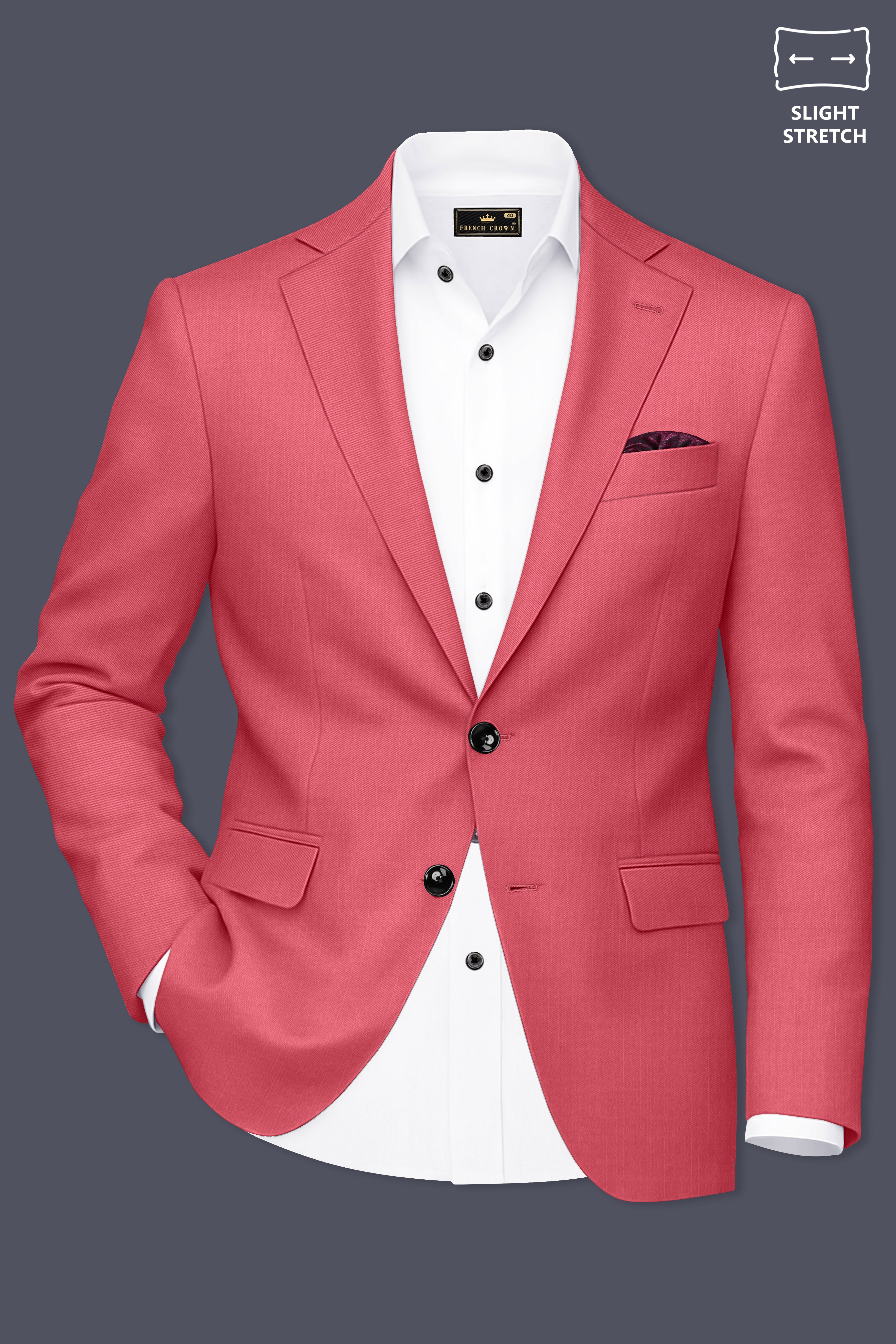 Aurerosa-Roman Pink Wool Rich Single Breasted Slight Stretch Suit