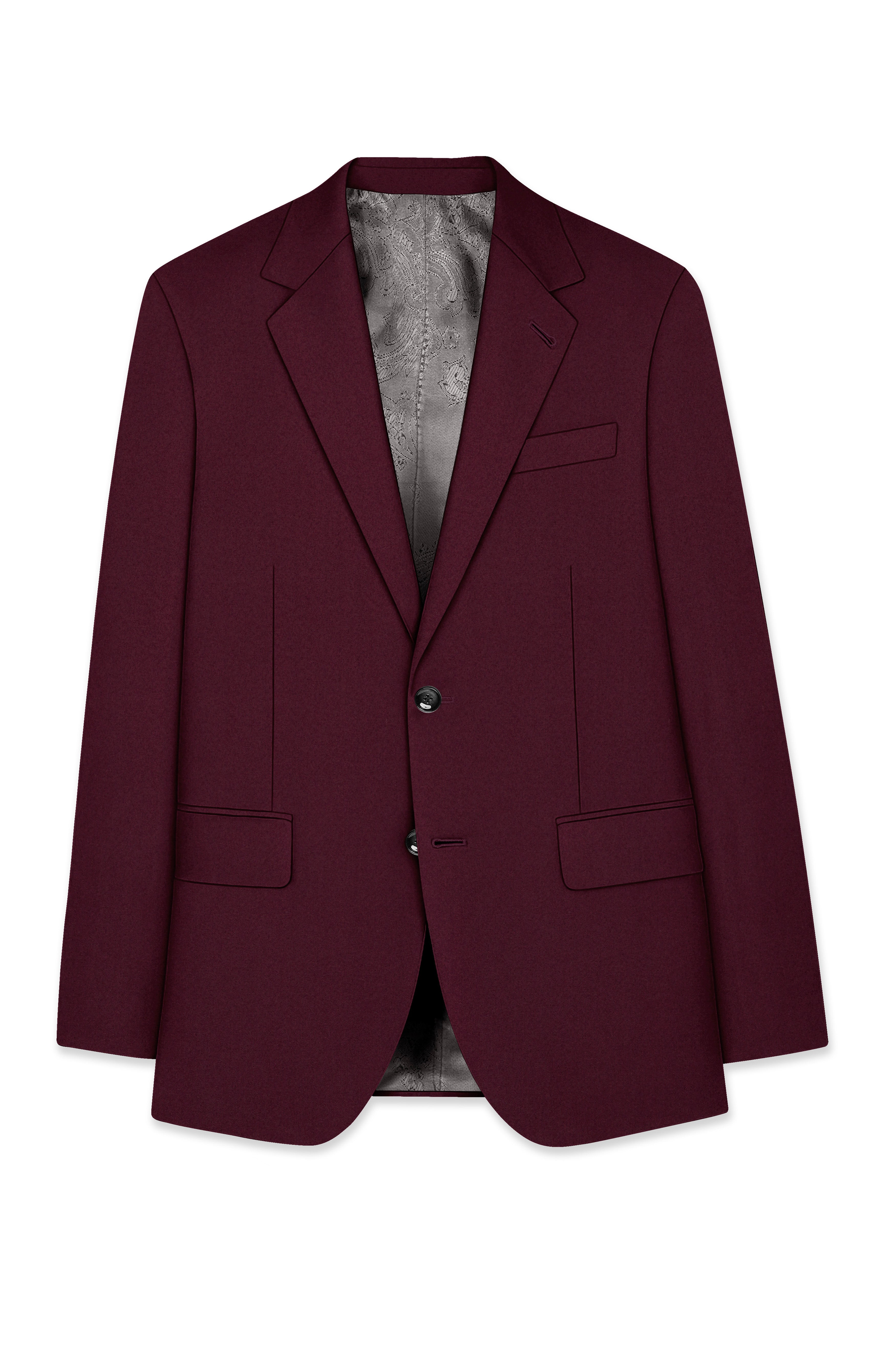 Flexmaro-Korean Crater Maroon 4-Way Stretch Wool Rich Single Breasted Suit