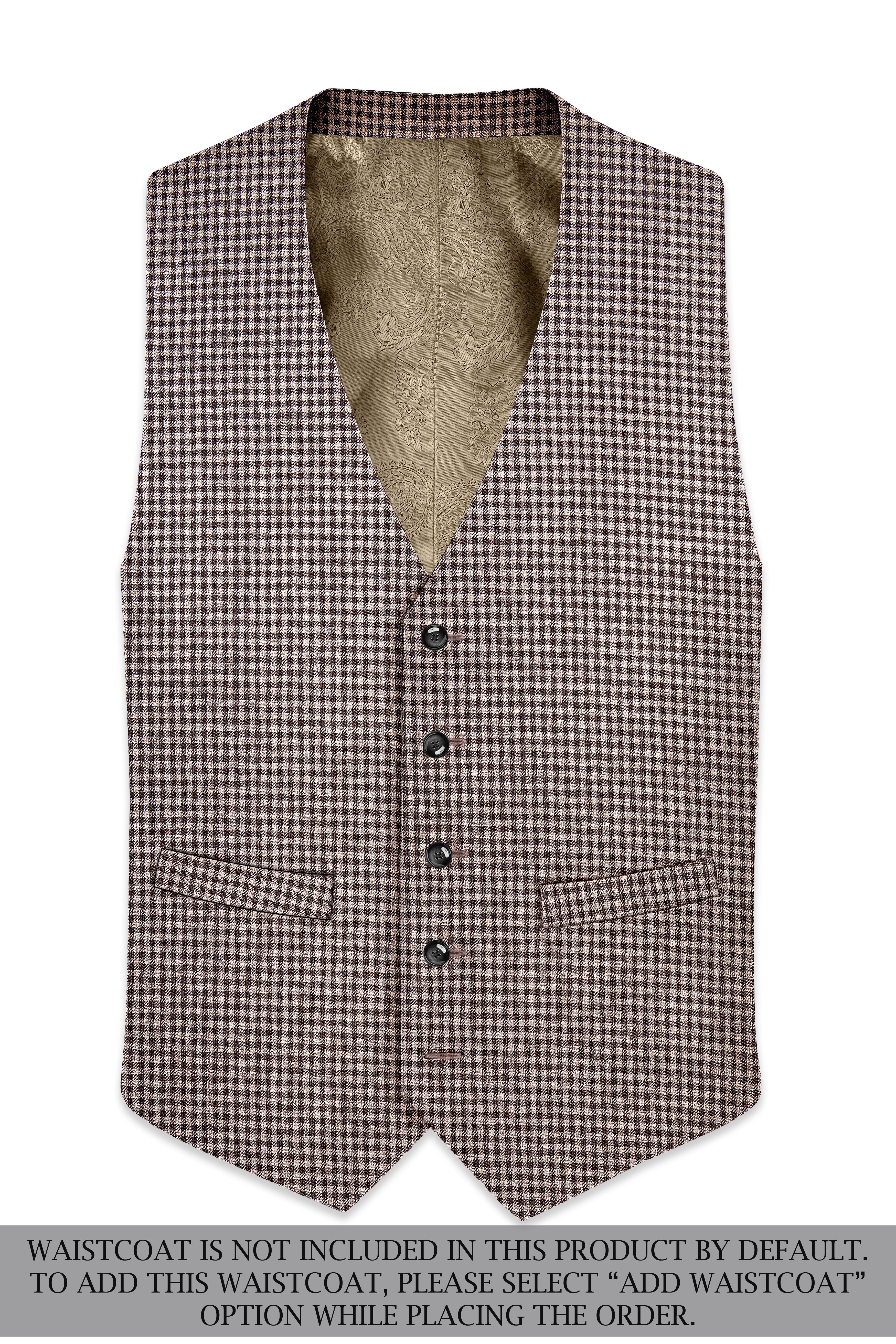 Imperium-Emperor Brown And Swiss Cream Gingham Plaid Tweed Single Breasted Sports Suit