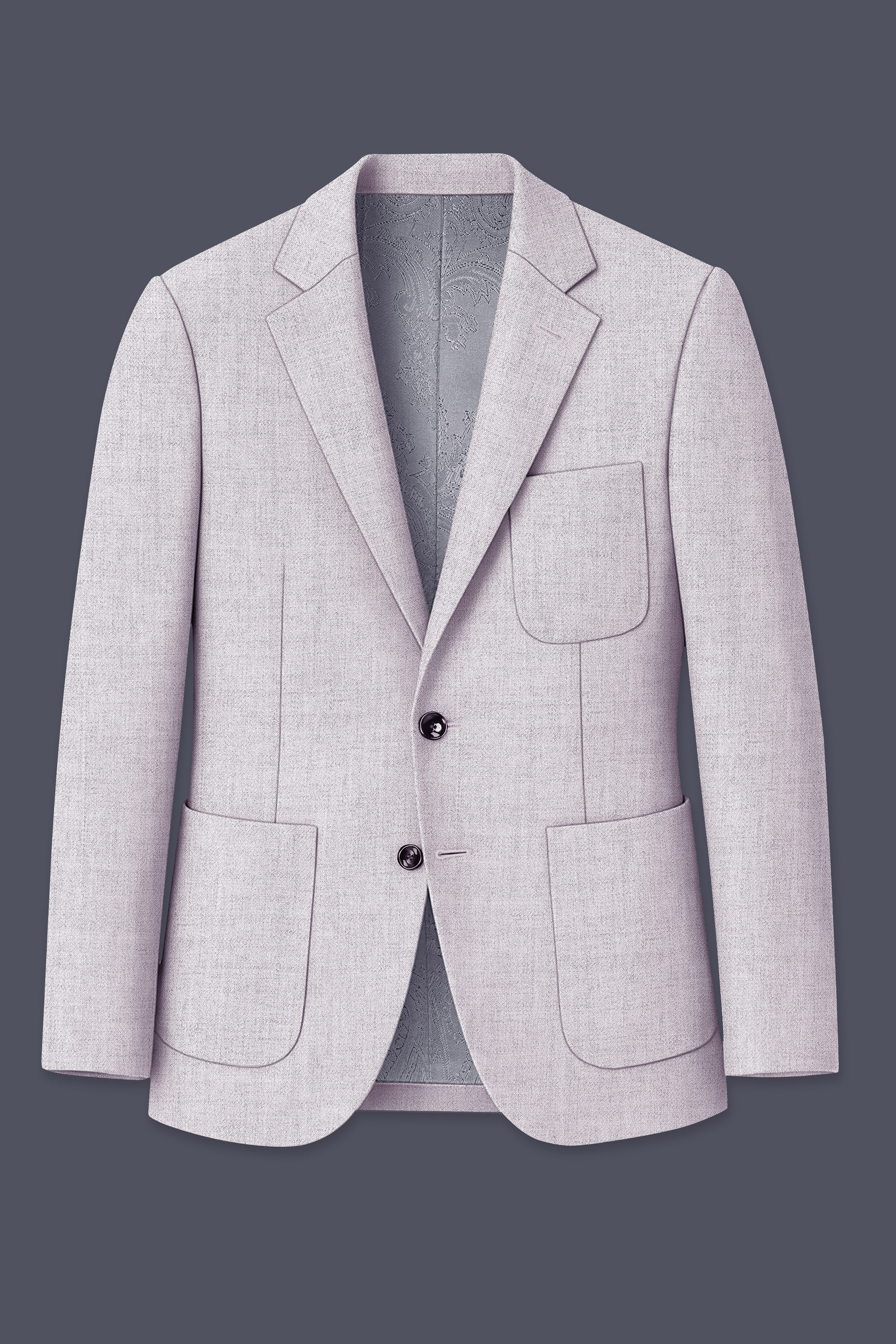 Glacier-Lilac Gray Textured Tweed Single Breasted Sports Suit