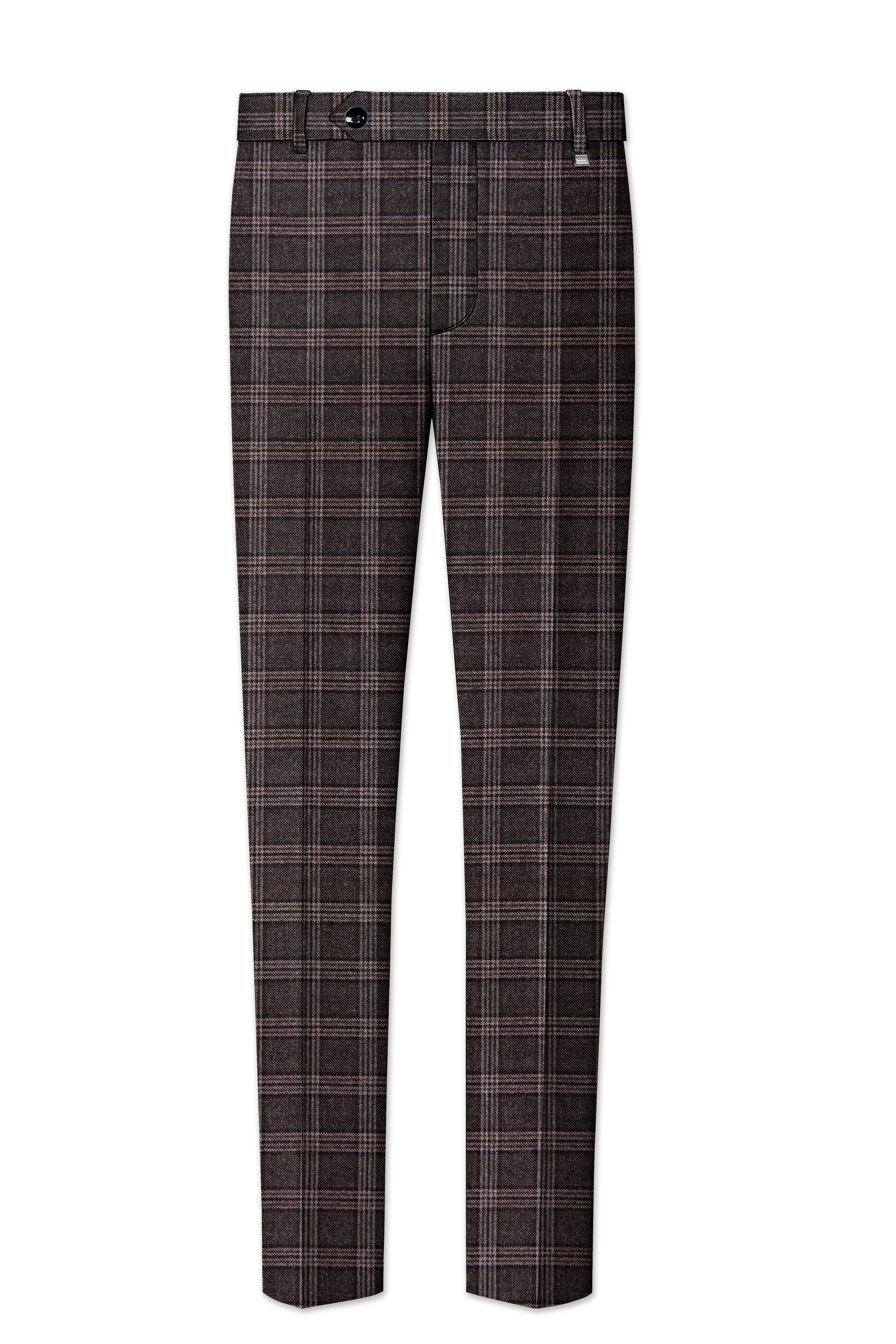 Eclenzo-Eclipse Brown Plaid Tweed Single Breasted Sports Suit