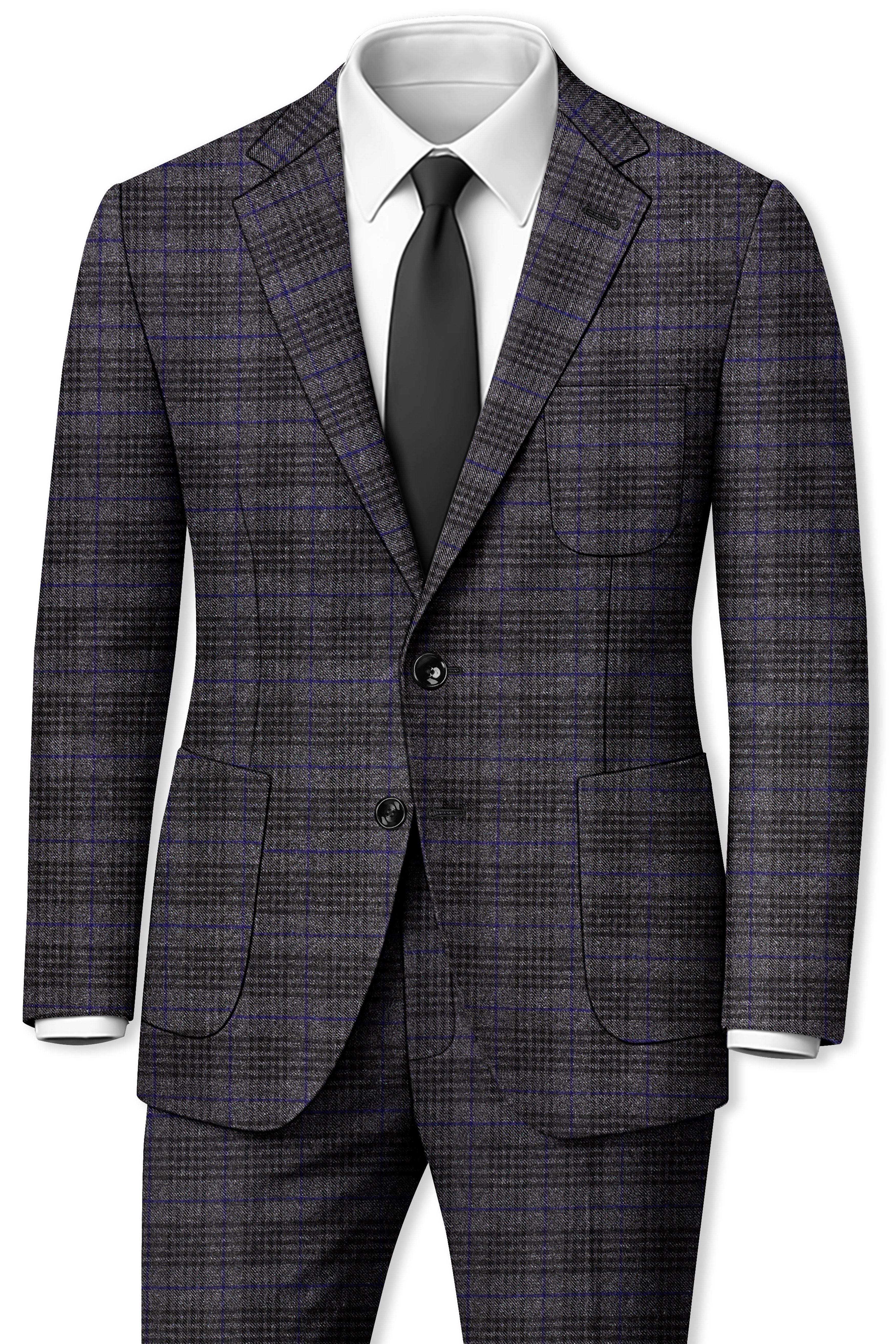 Cinerro-Shark Gray Plaid Tweed Single Breasted Sports Suit