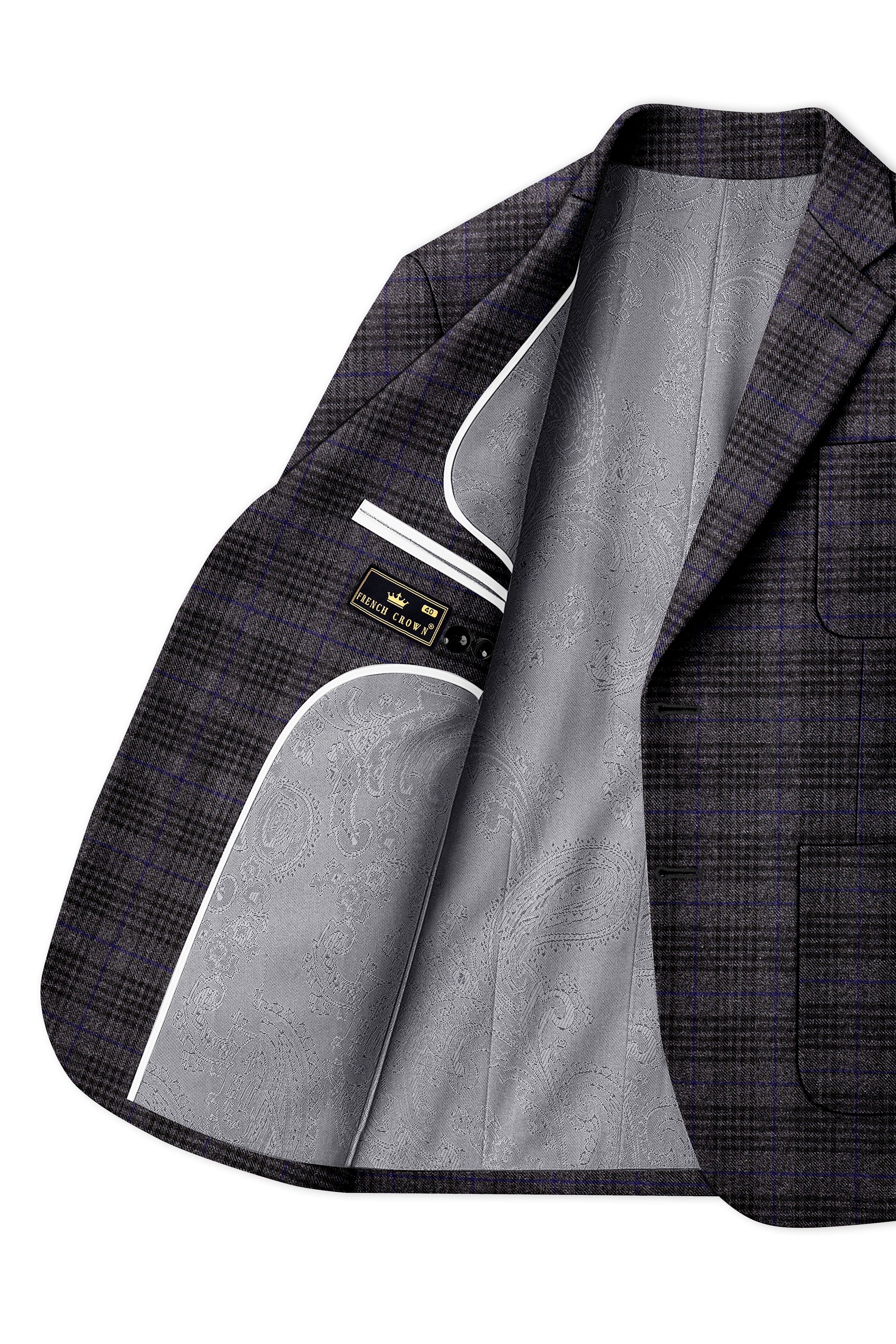 Cinerro-Shark Gray Plaid Tweed Single Breasted Sports Suit