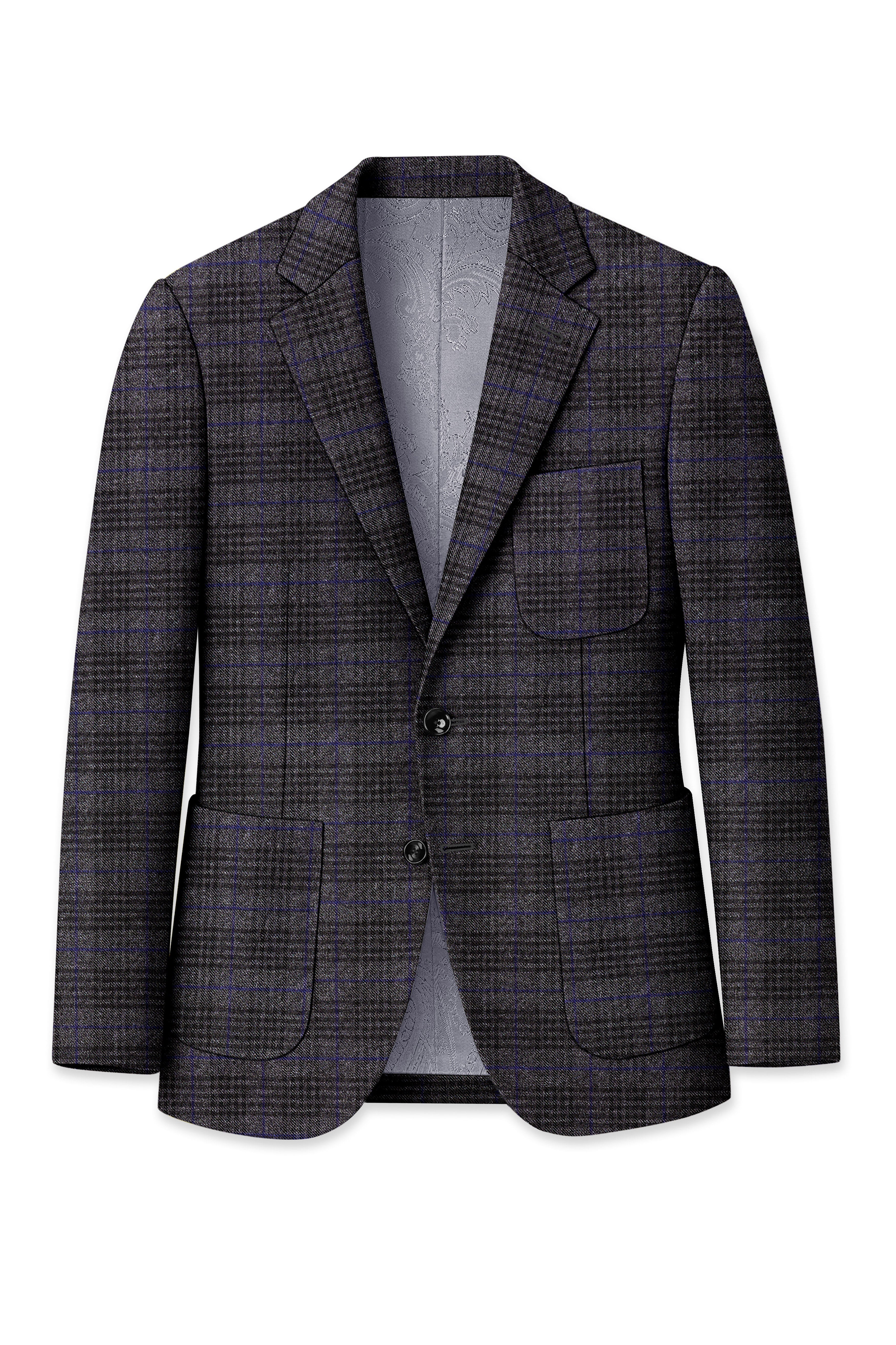 Cinerro-Shark Gray Plaid Tweed Single Breasted Sports Suit