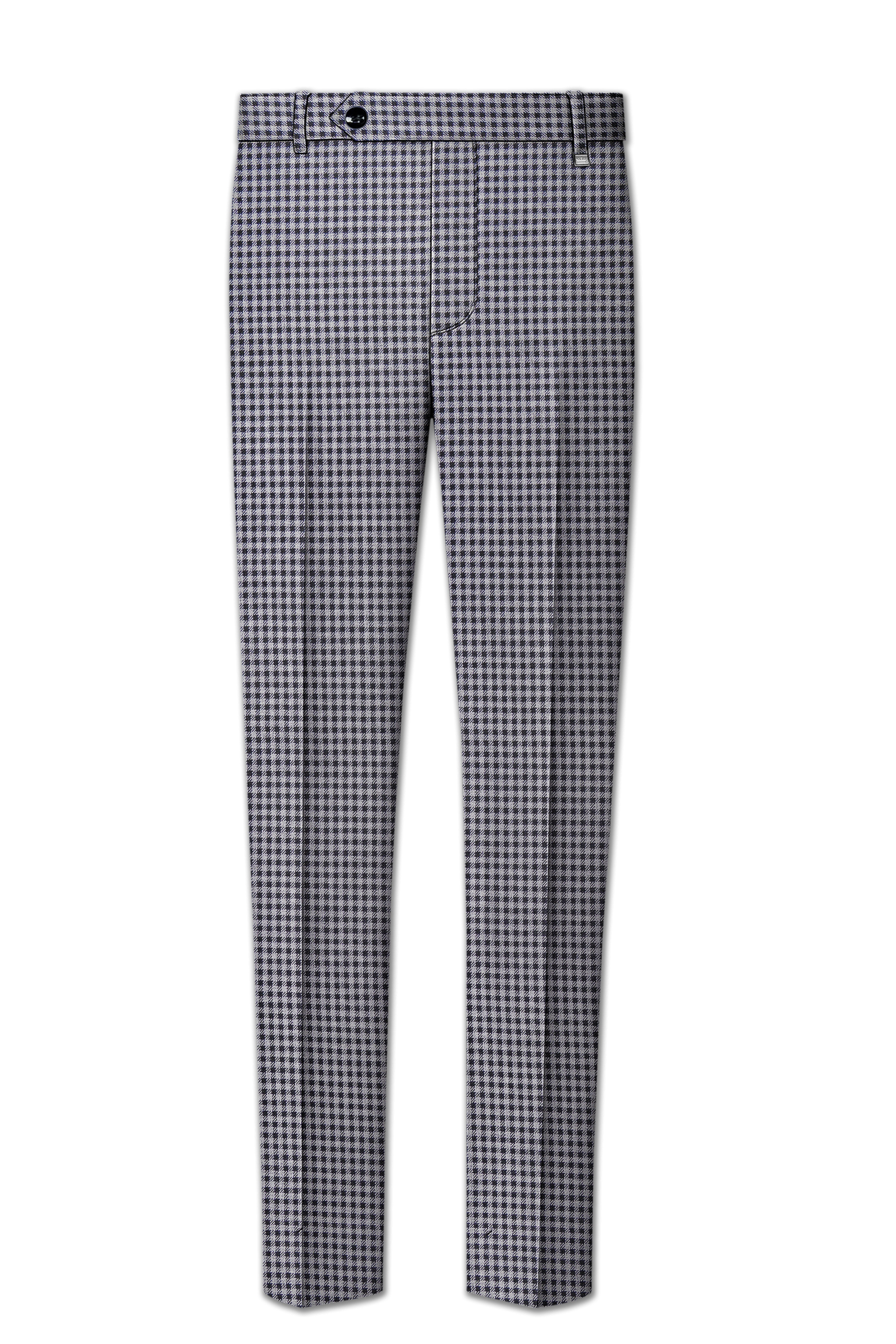 Graphite-Metallic Gray And Tuatara Gingham Plaid Tweed Single Breasted Sports Suit