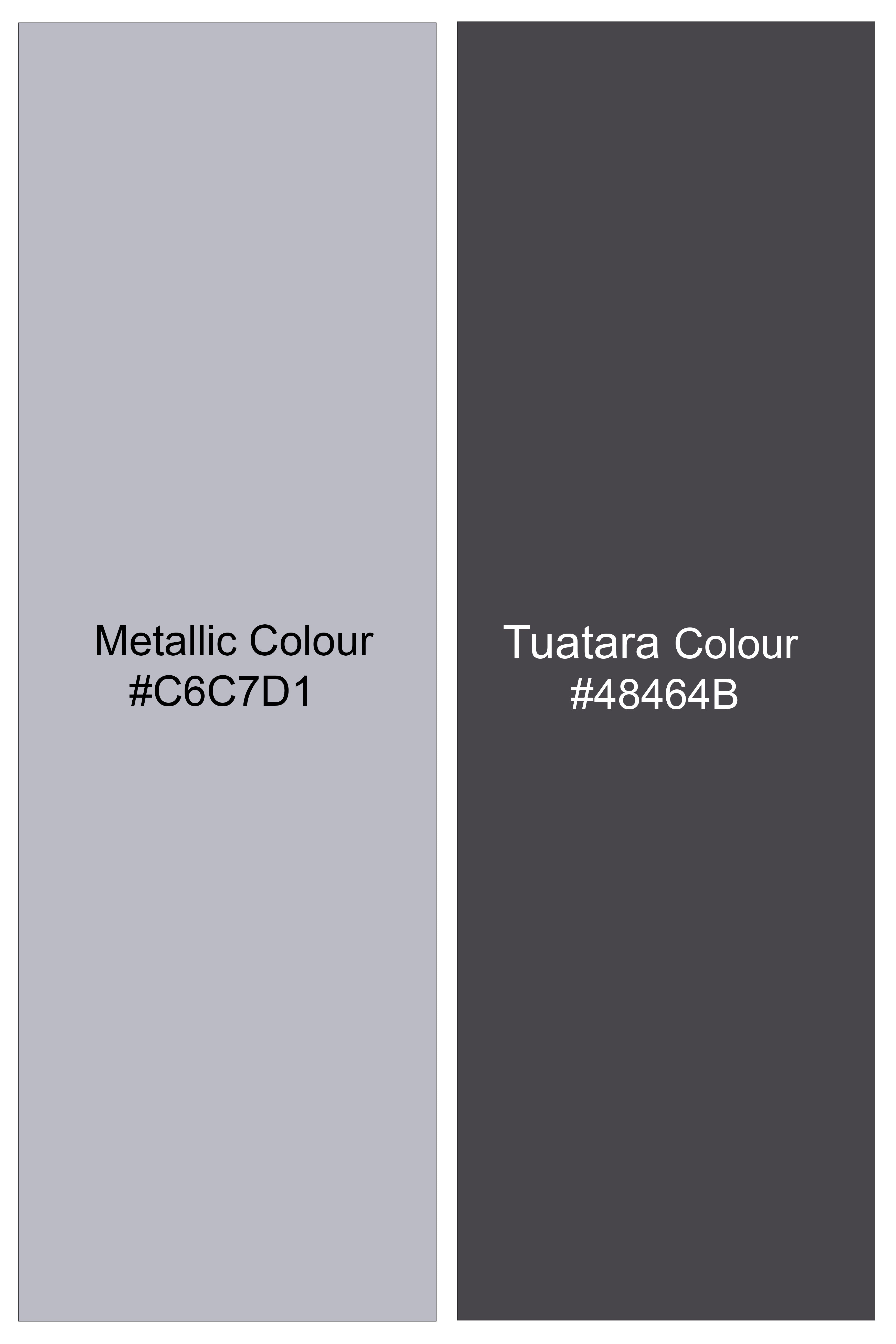 Graphite-Metallic Gray And Tuatara Gingham Plaid Tweed Single Breasted Sports Suit