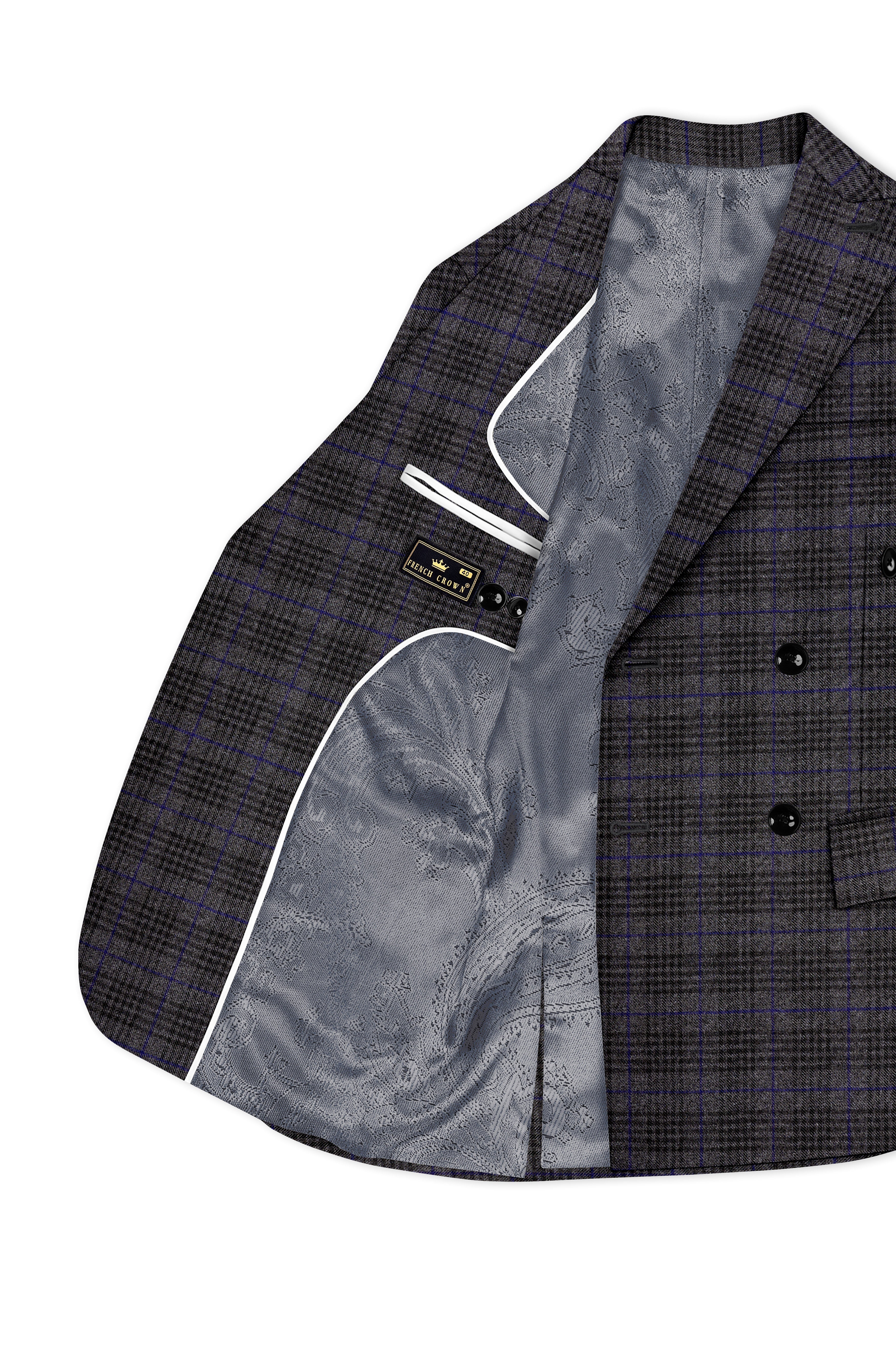 Cinerro-Shark Gray Plaid Tweed Double Breasted Suit