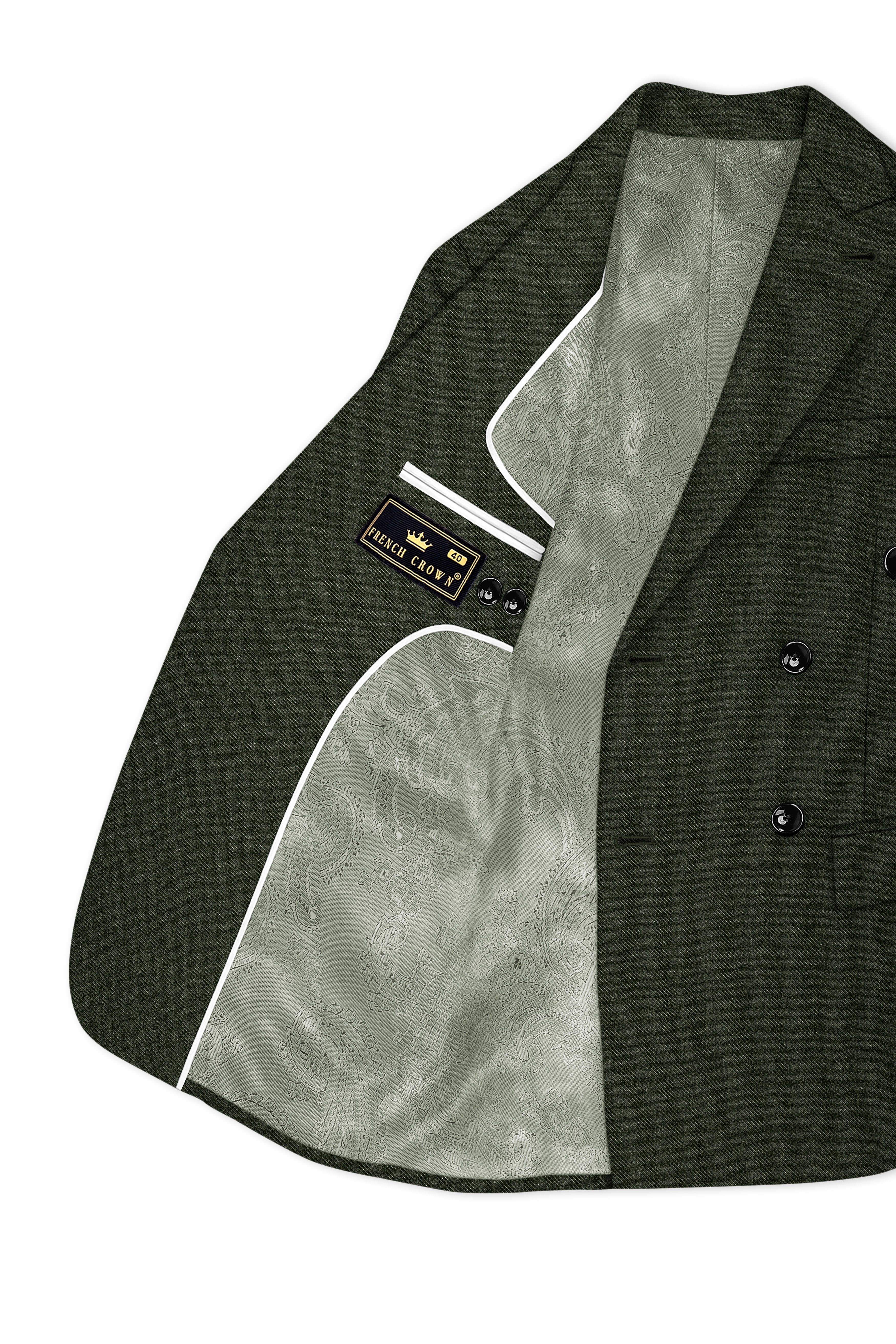 Olvoro-Rifle Green Textured Tweed Double Breasted Suit
