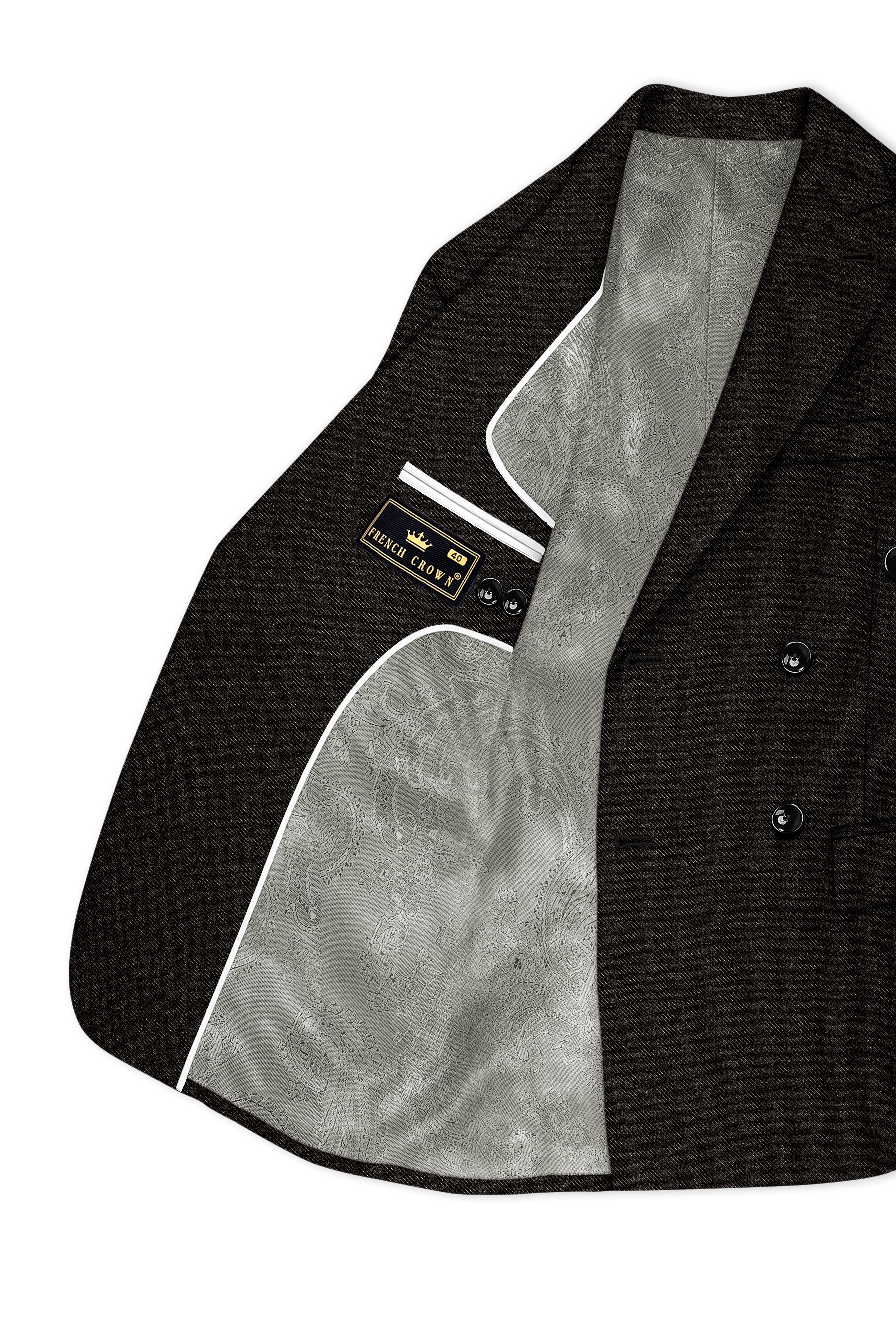 Aurezeus-Zeus Brown Textured Tweed Double Breasted Suit