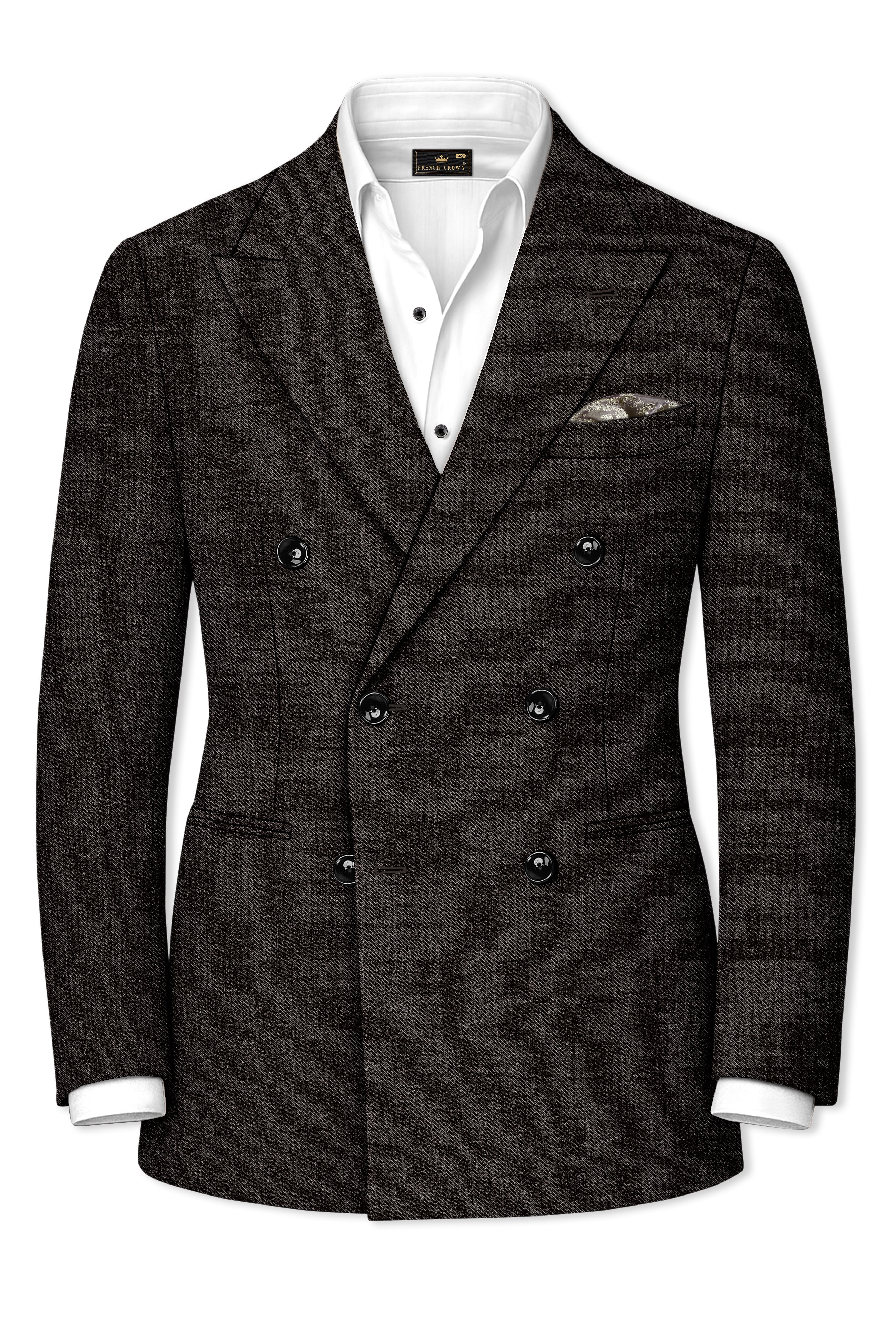 Auregond-Gondola Brown Textured Tweed Double Breasted Suit