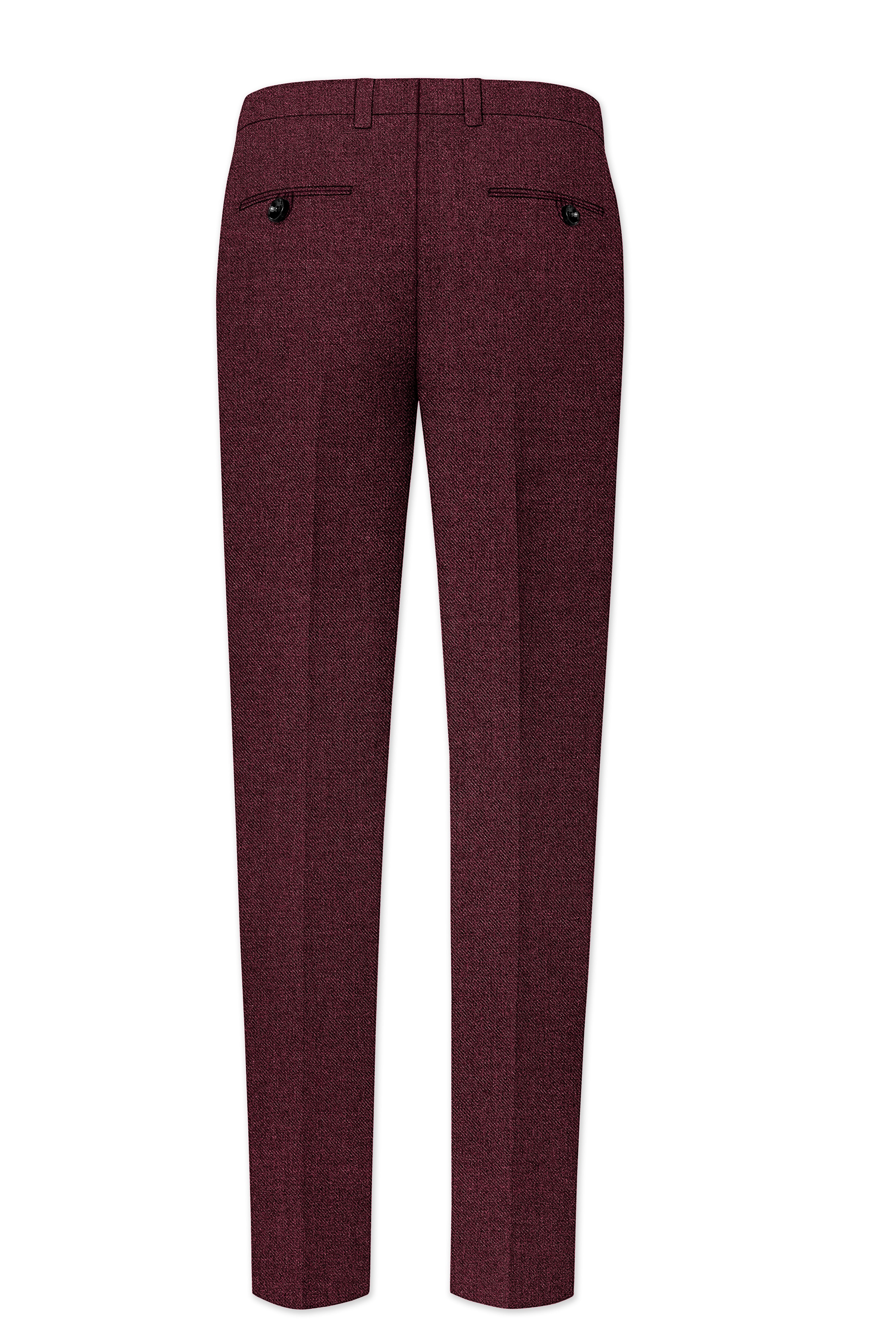 Burgvoro-Crated Maroon Textured Tweed Double Breasted Suit