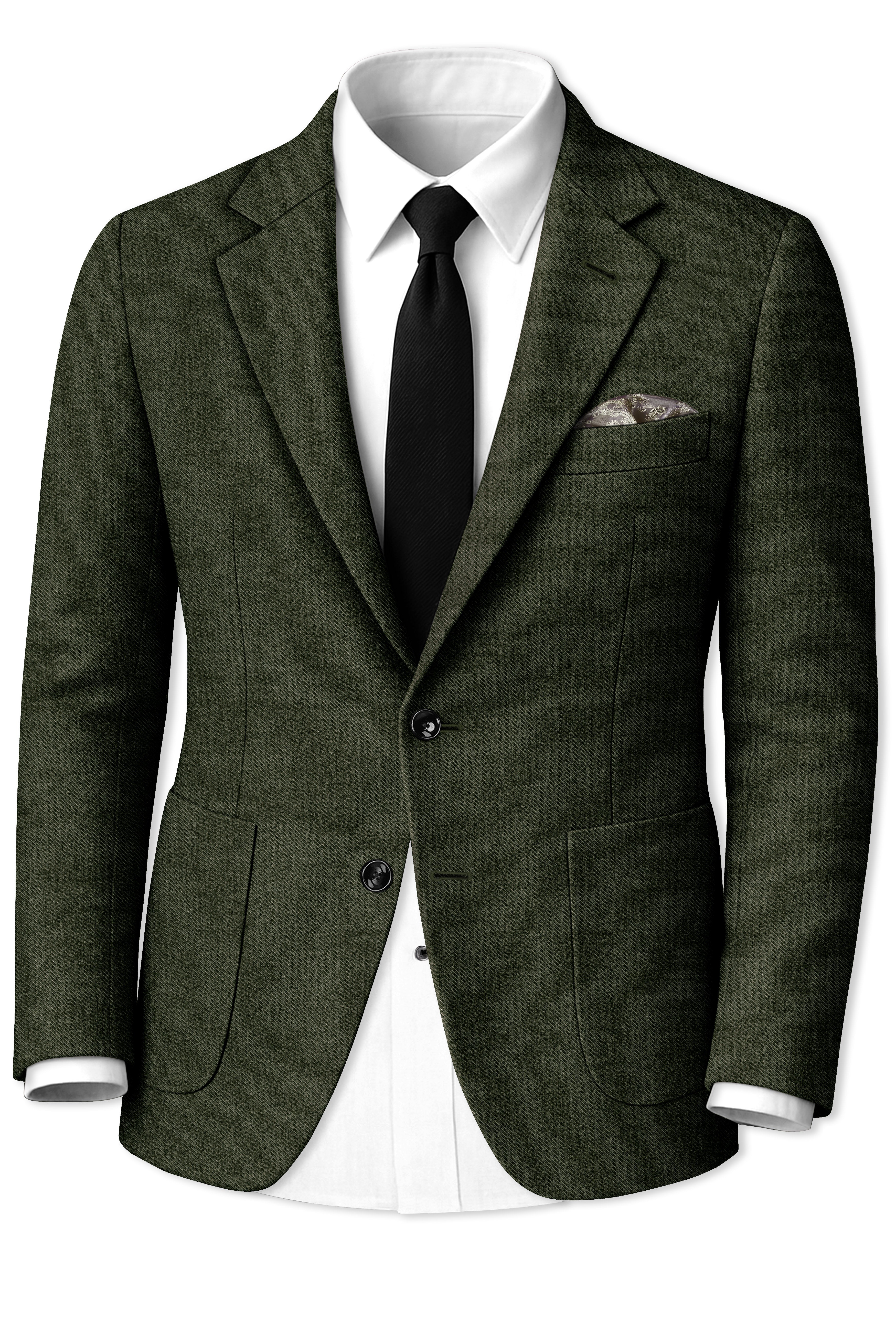 Olvoro-Rifle Green Textured Tweed Single Breasted Sports Suit