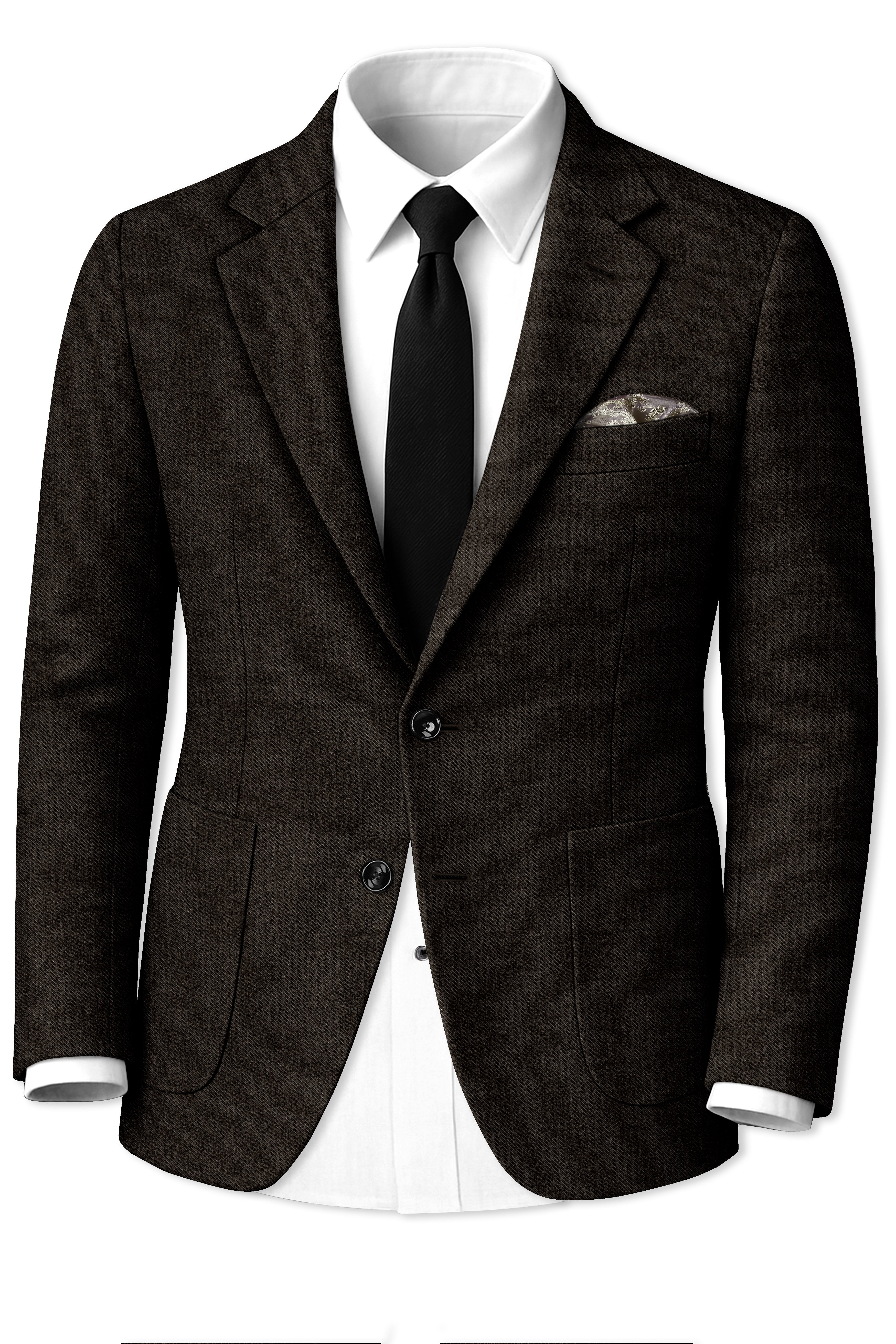 Aurezeus-Zeus Brown Textured Tweed Single Breasted Sports Suit