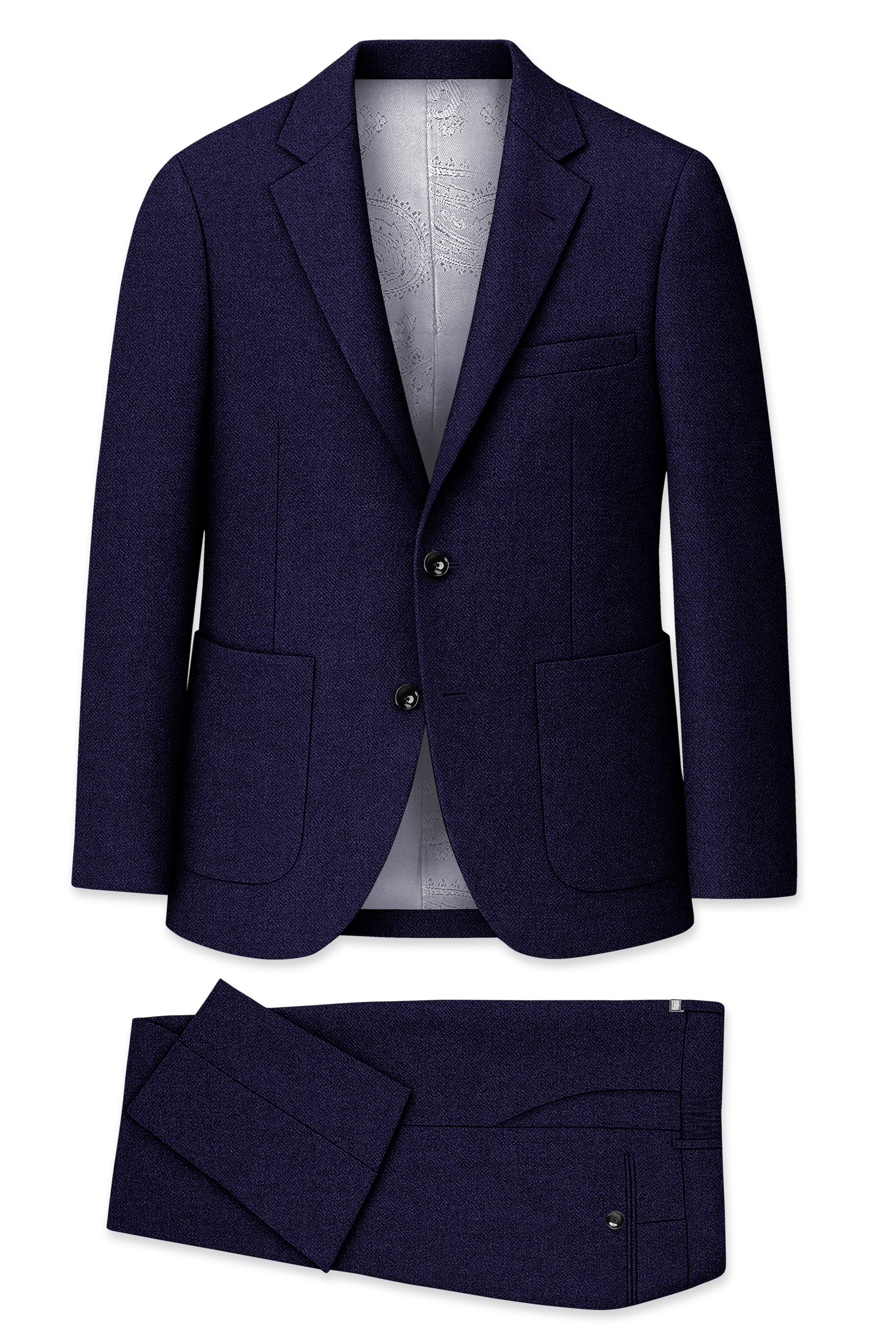 Bluvoro-Mirage Blue Textured Tweed Single Breasted Sports Suit