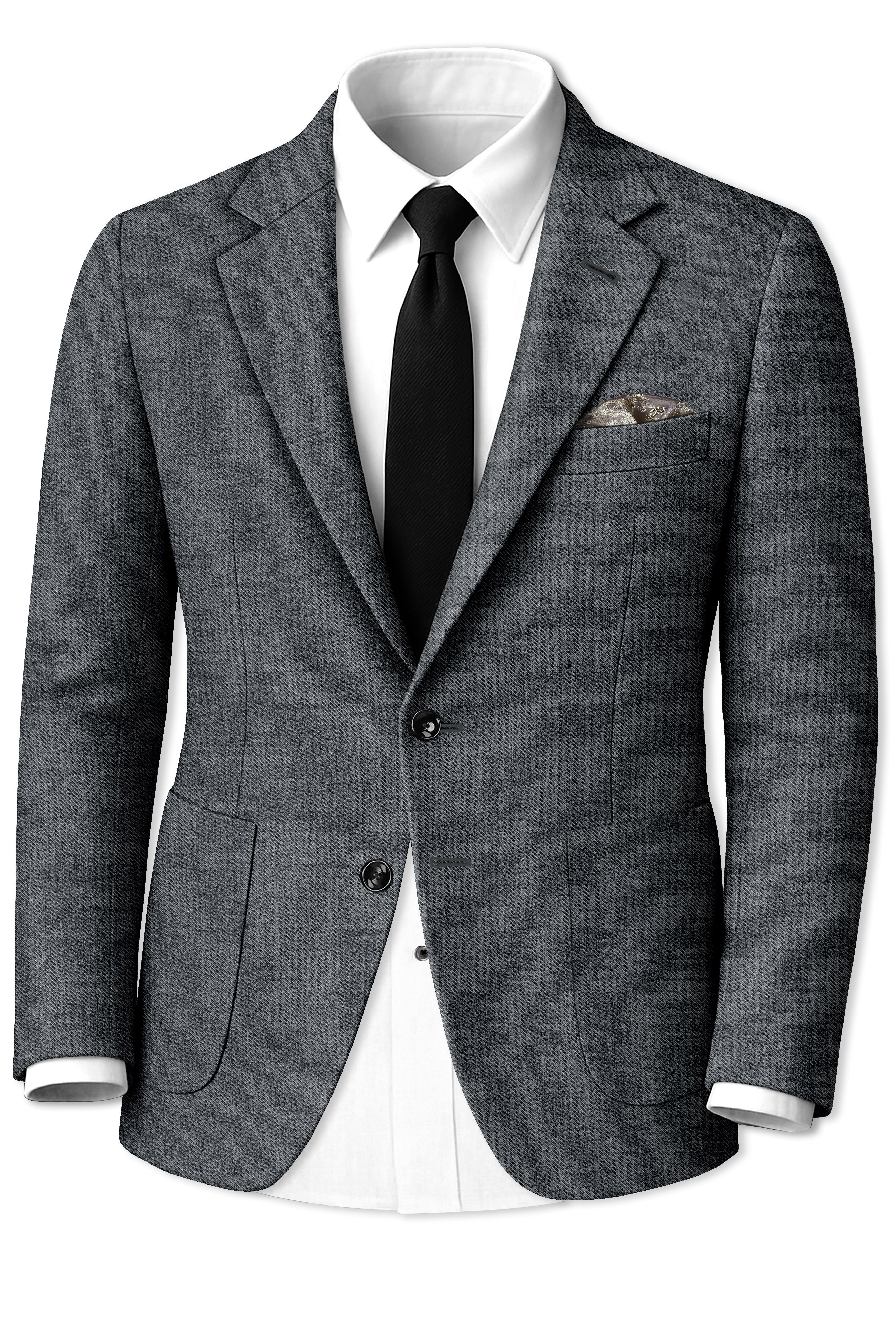 Gravano-Ship Gray Textured Tweed Single Breasted Sports Suit