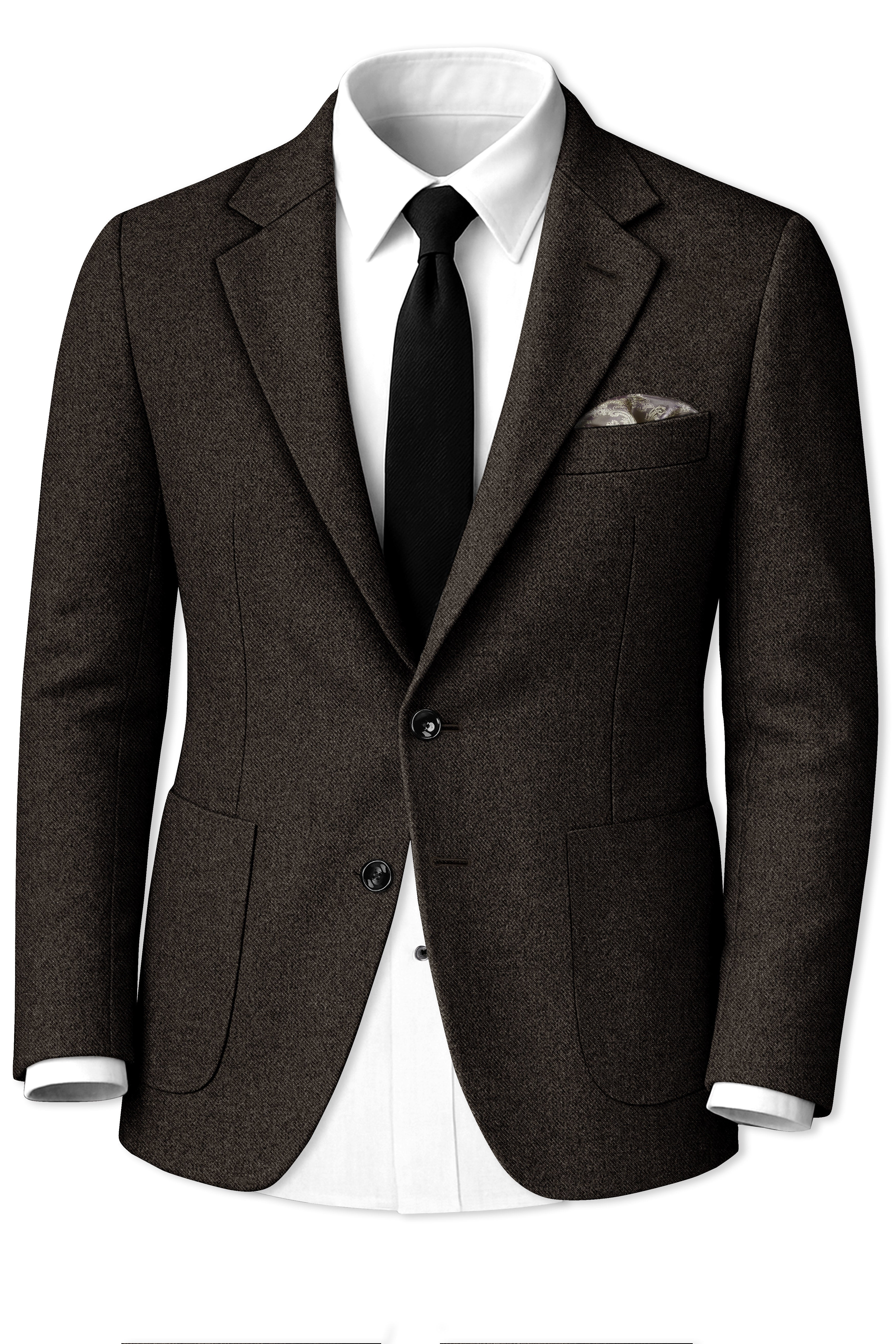 Auregond-Gondola Brown Textured Tweed Single Breasted Sports Suit