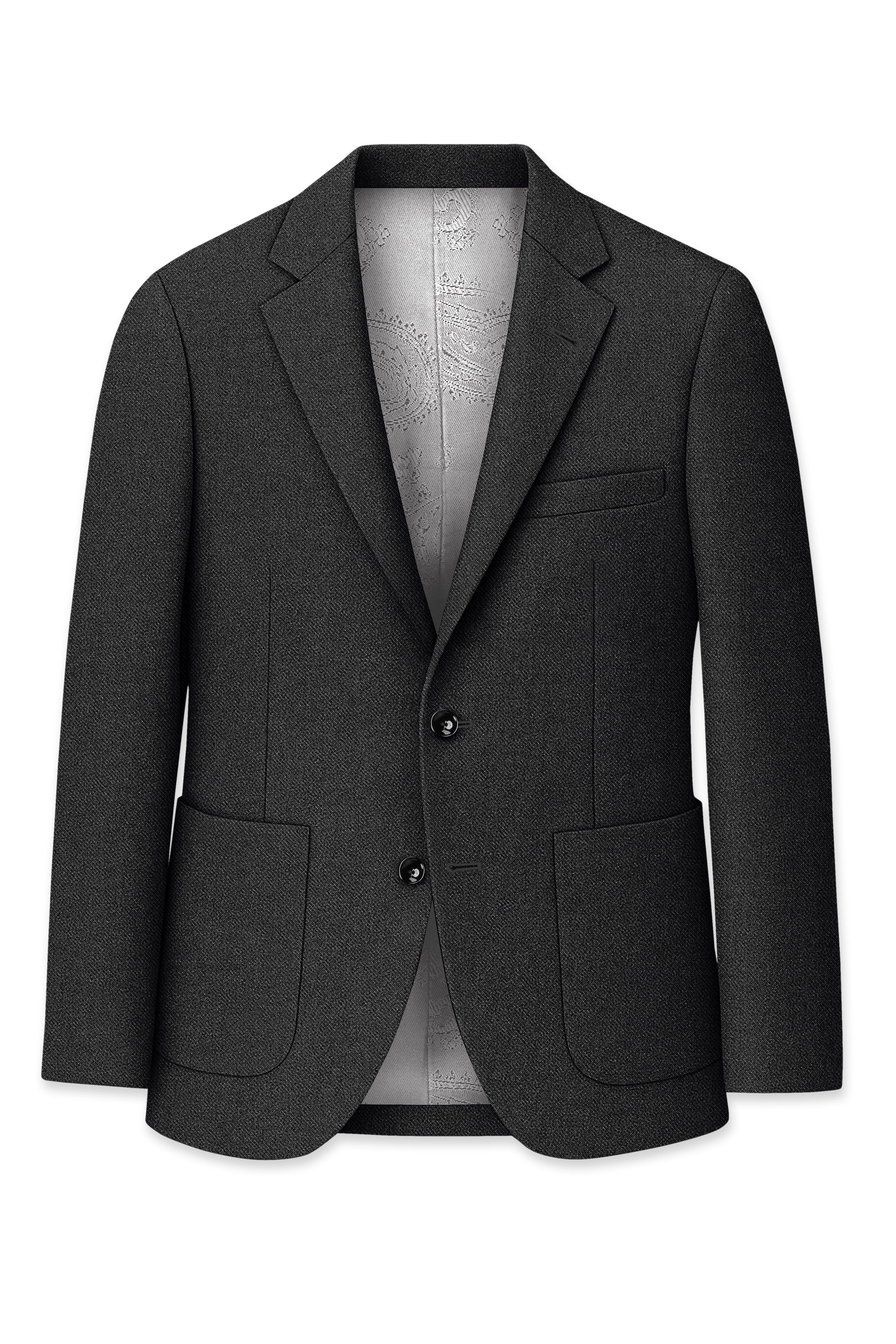 Metallo-Gunmetal Gray Textured Tweed Single Breasted Sports Suit