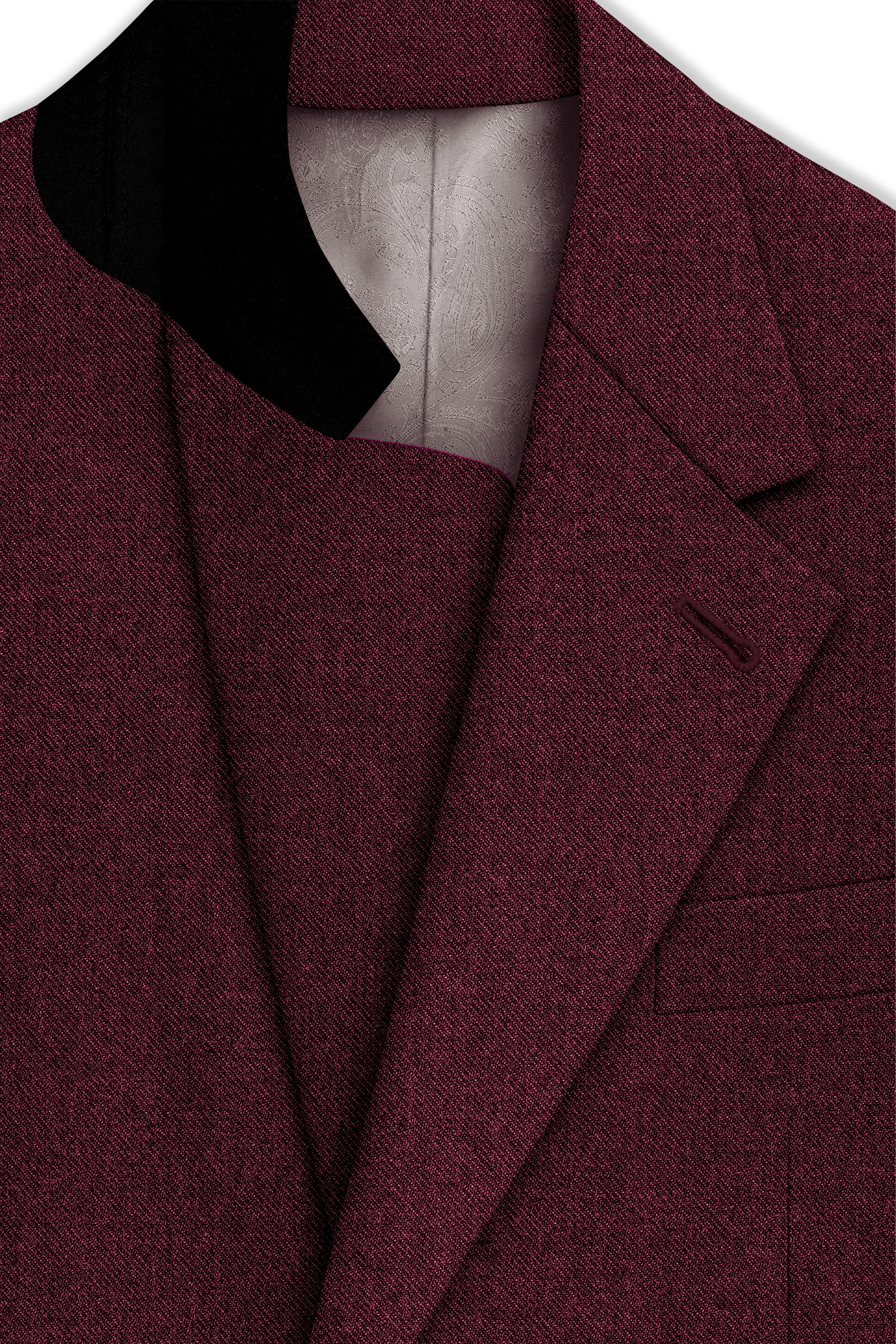 Burgvoro-Crated Maroon Textured Tweed Single Breasted Sports Suit