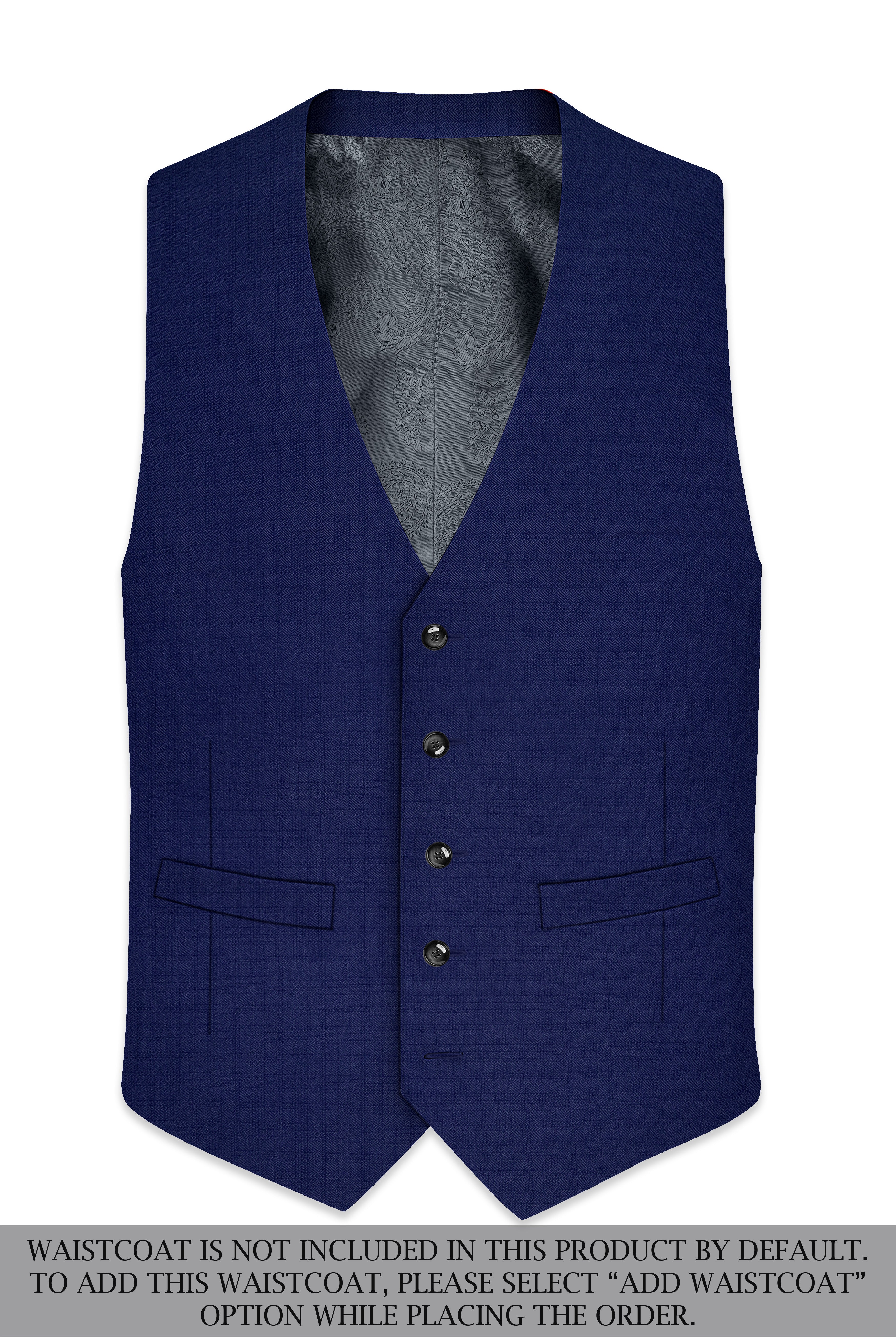 Bluvoro-Space Blue Textured Wool Rich Single Breasted Suit