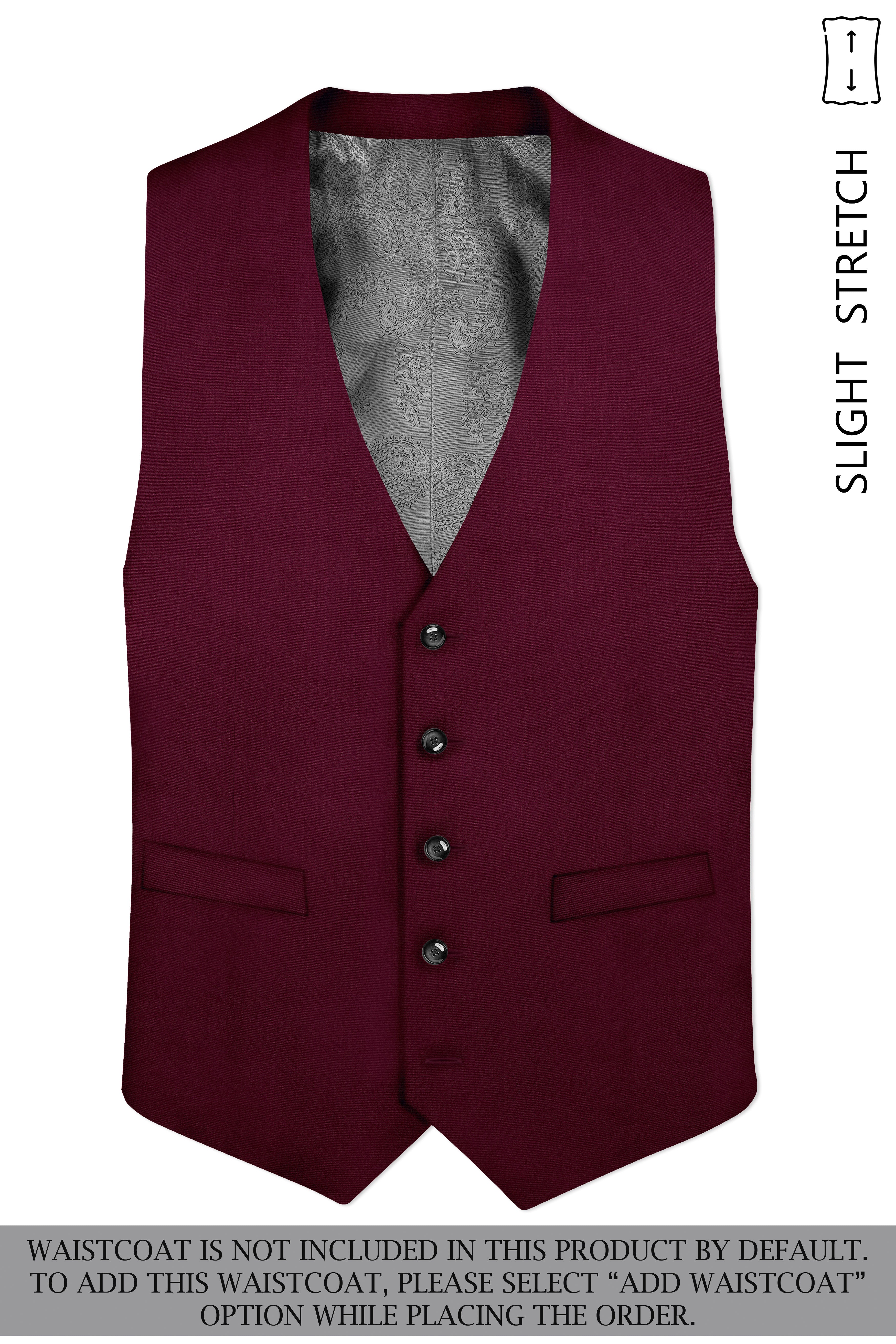 Regal Maroon-Tamarind With Blue Lepal Solid Wool Rich Tuxedo Suit