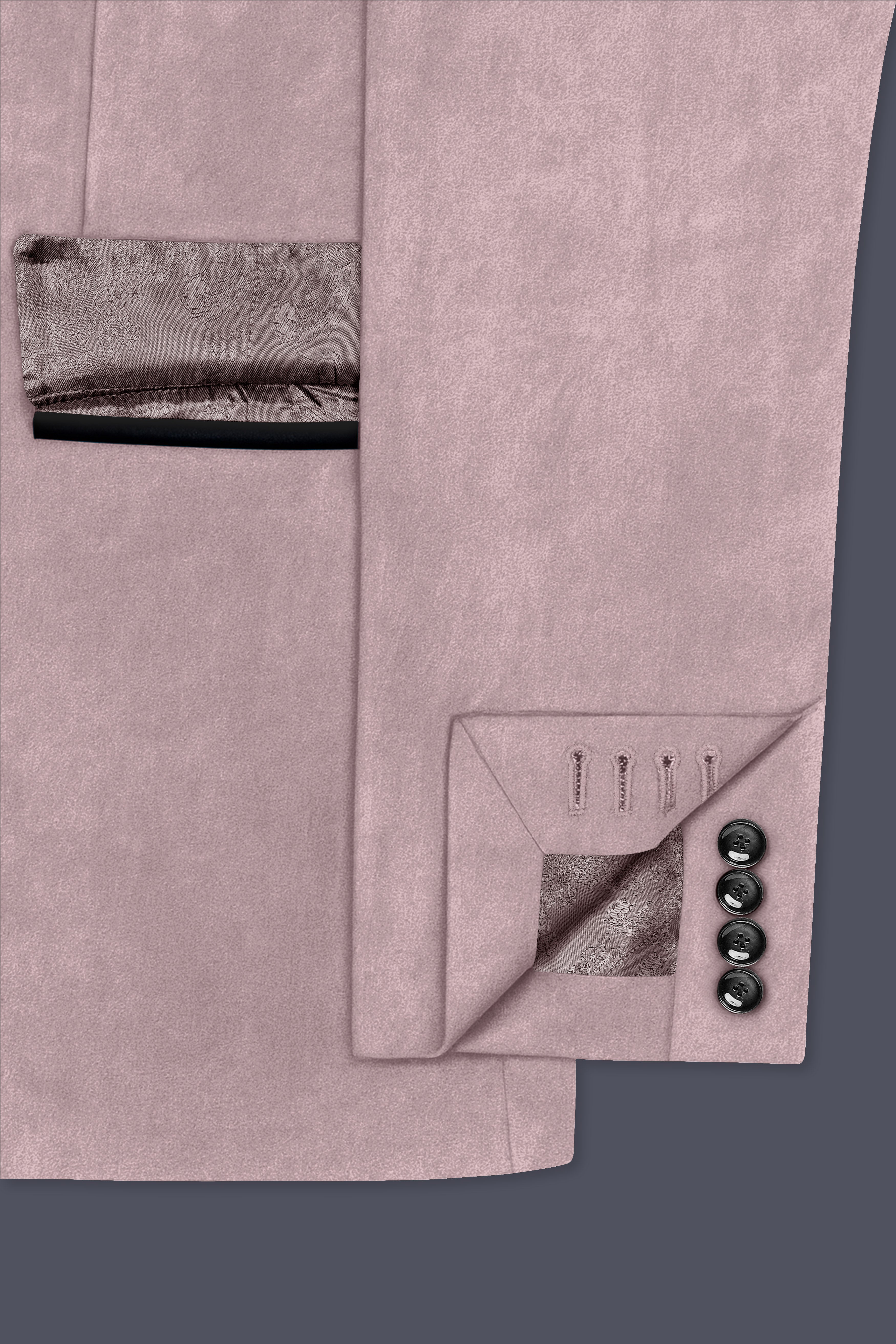 Rosvoro-Calming Pink Velvet Peak Lapel Tuxedo Suit