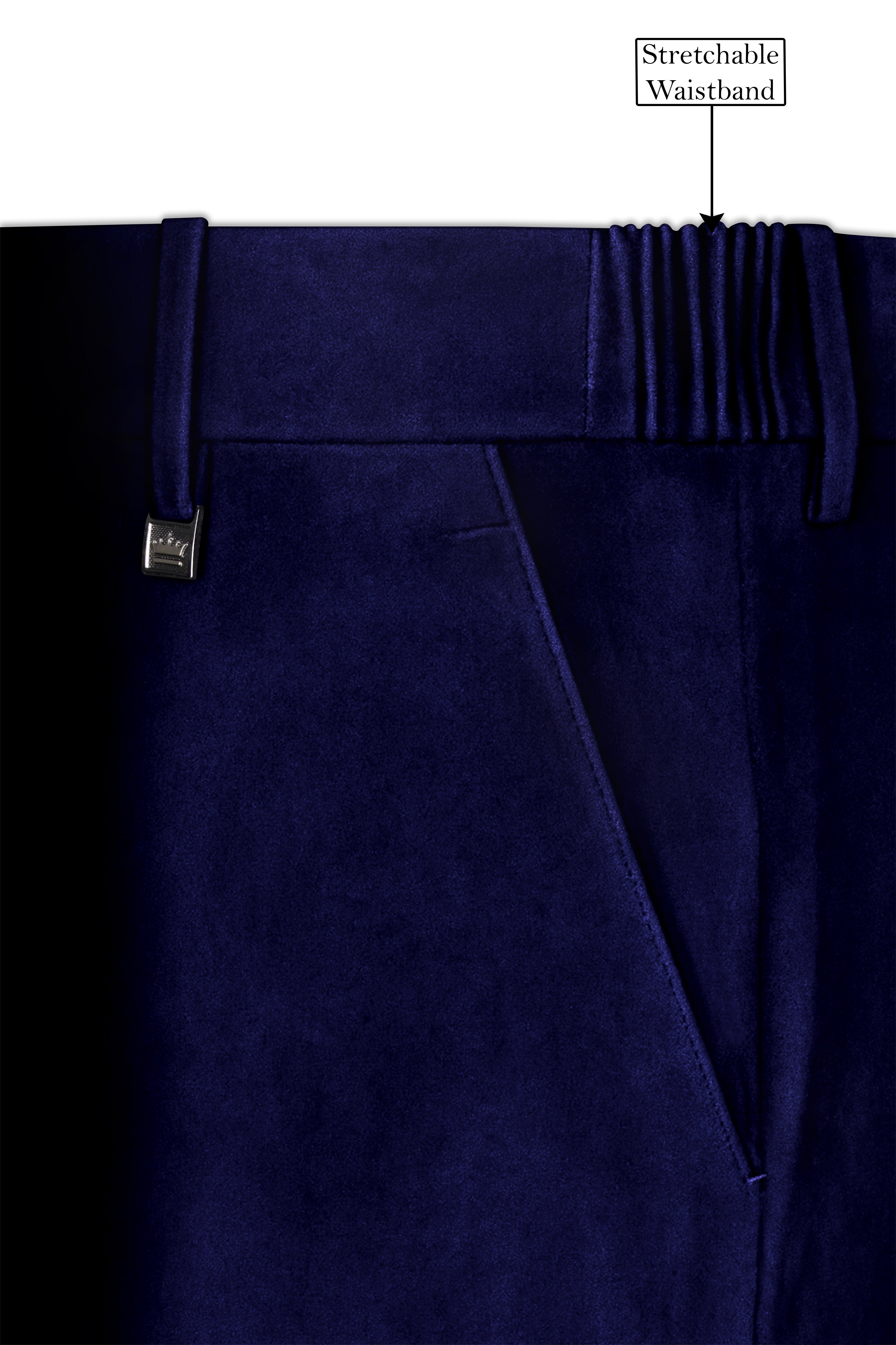 Azurion-Royal Blue With Blue Lepal Velvet Peak Lapel Tuxedo Suit