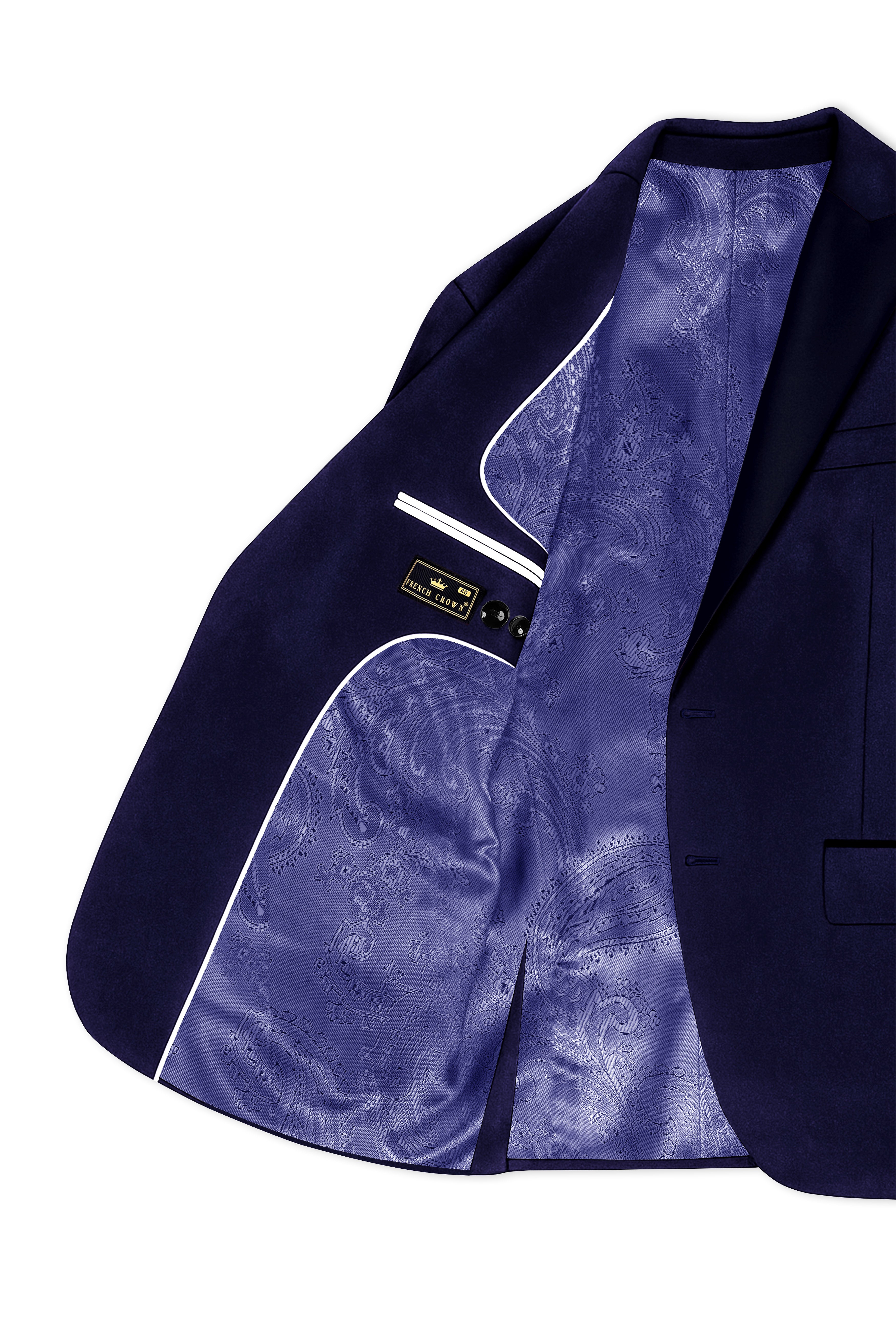 Azurion-Royal Blue With Blue Lepal Velvet Peak Lapel Tuxedo Suit