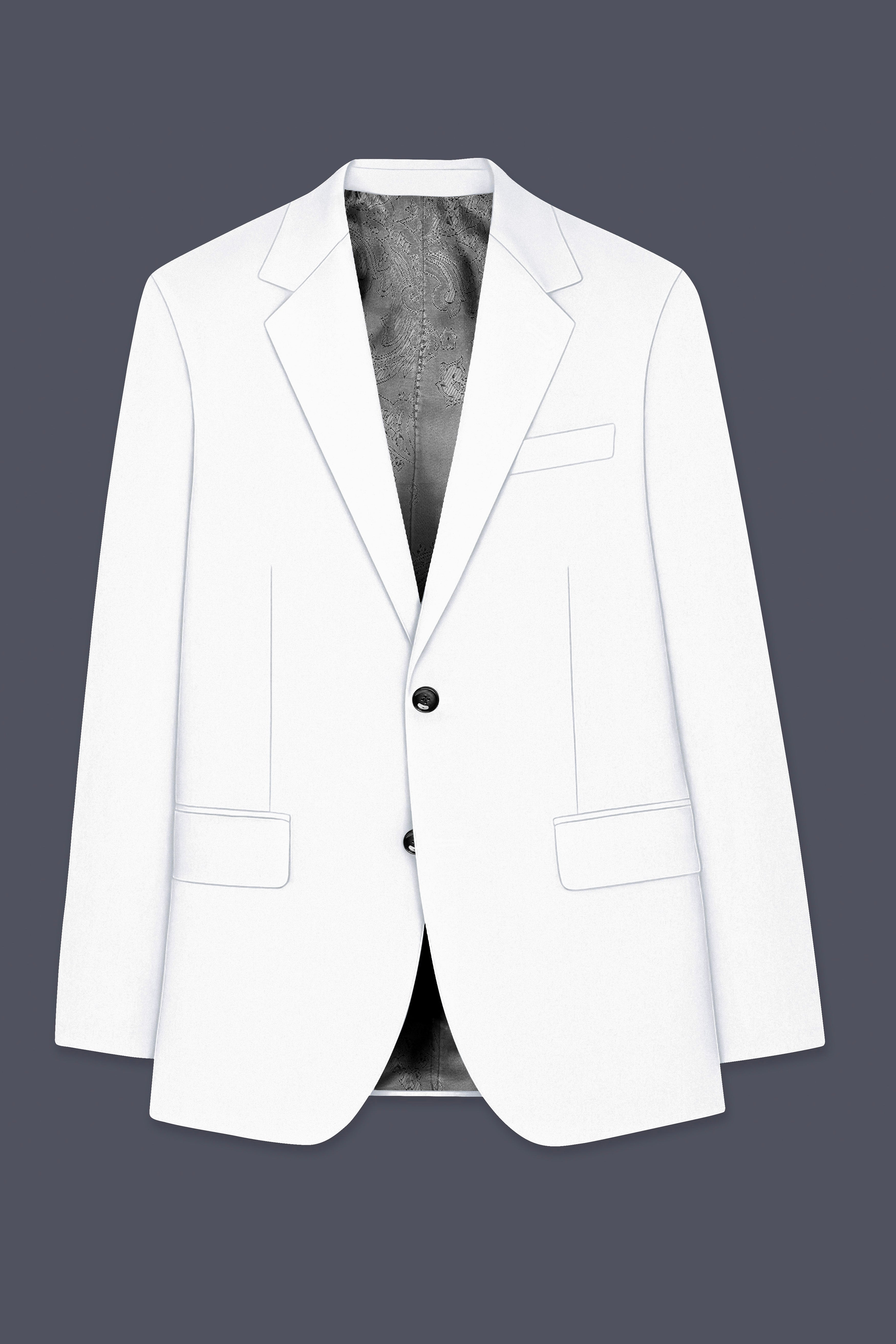 Shiro-Japanese Bright White 4-Way Stretch Wrinkle-Free Wool Rich Single Breasted Suit