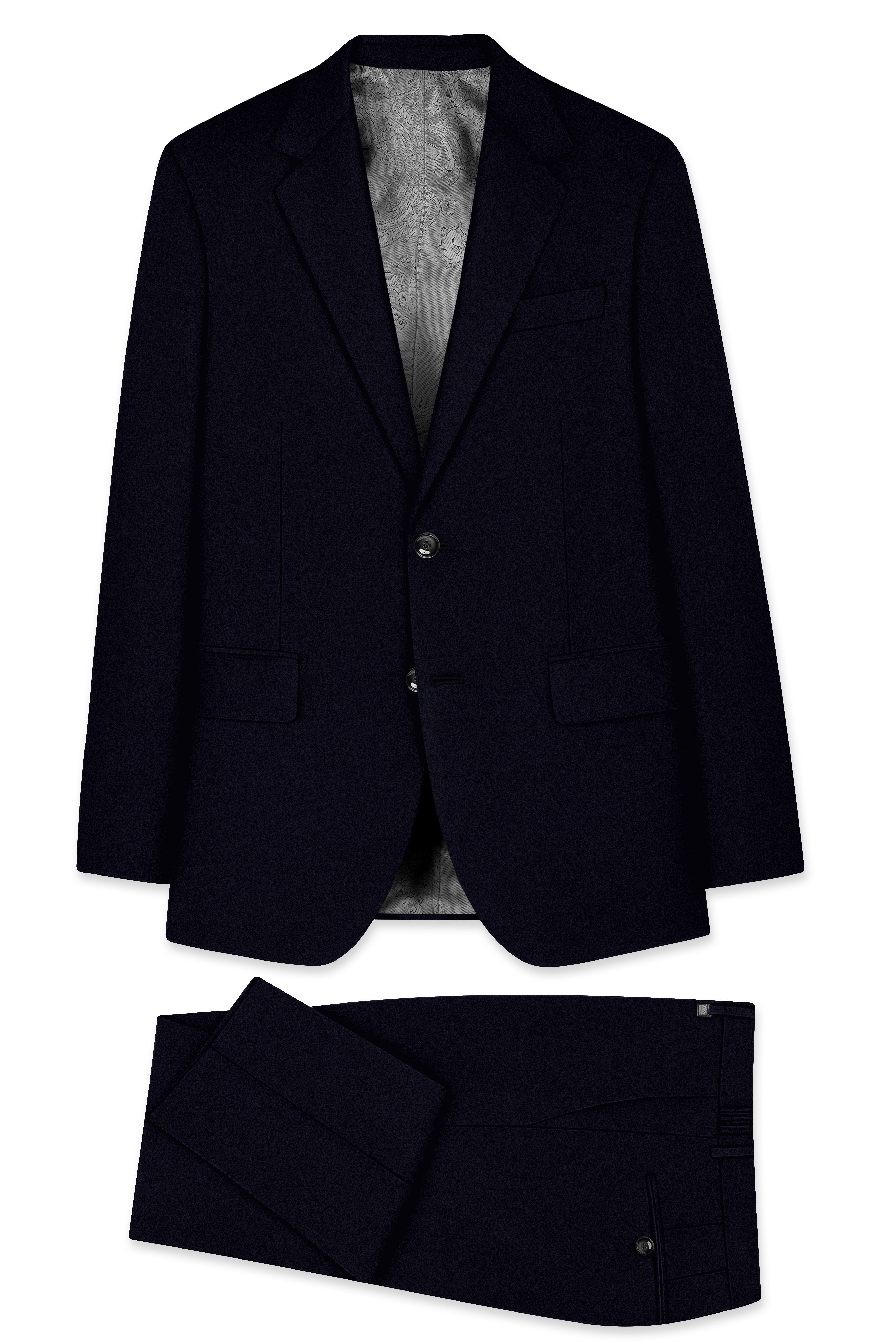 Aozora-Japanese Marine Blue 4-Way Stretch Wrinkle-Free Wool Rich Single Breasted Suit