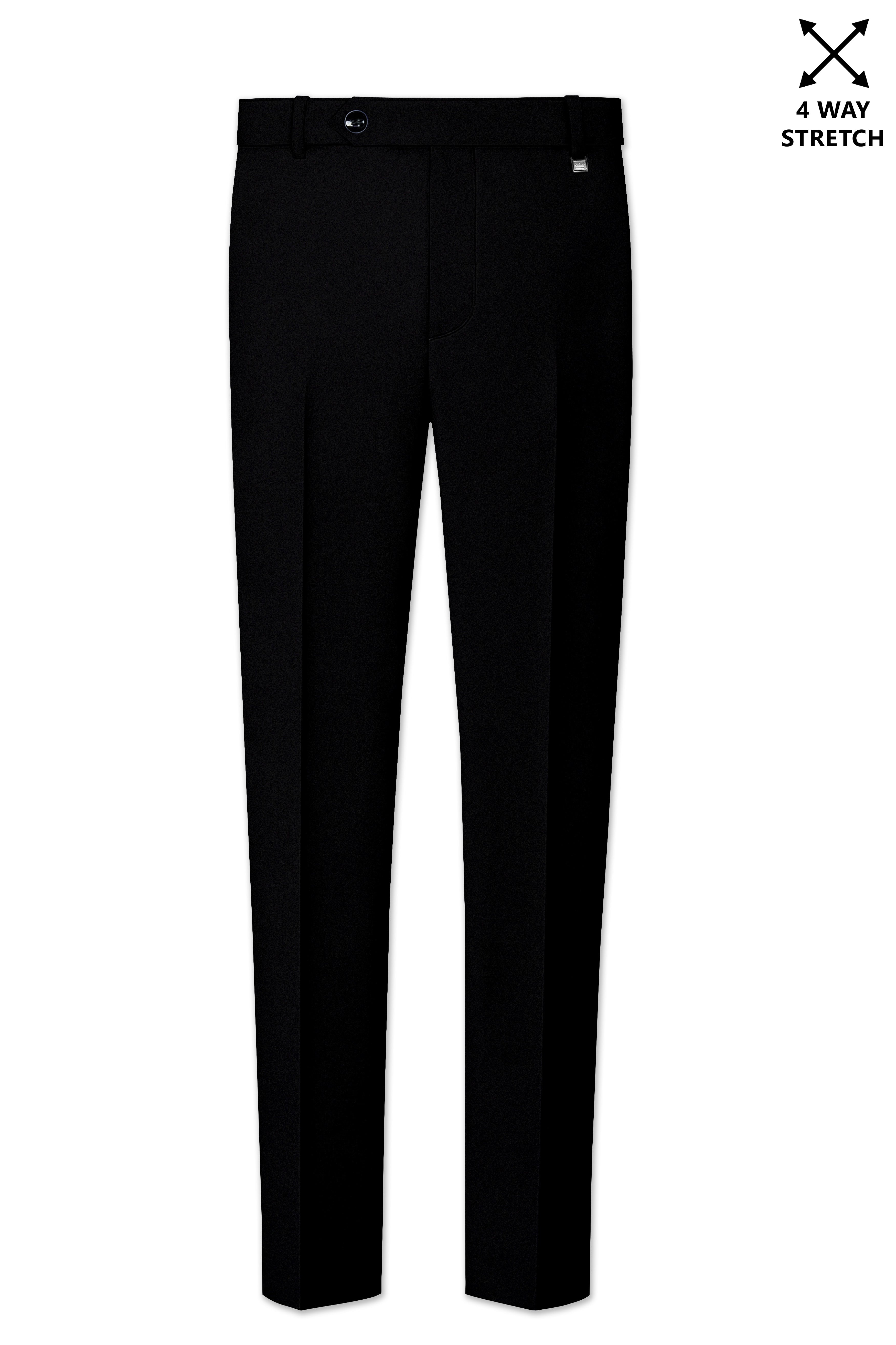 Kuro-Japanese Jade Black 4-Way Stretch Wrinkle-Free Wool Rich Double Breasted Suit