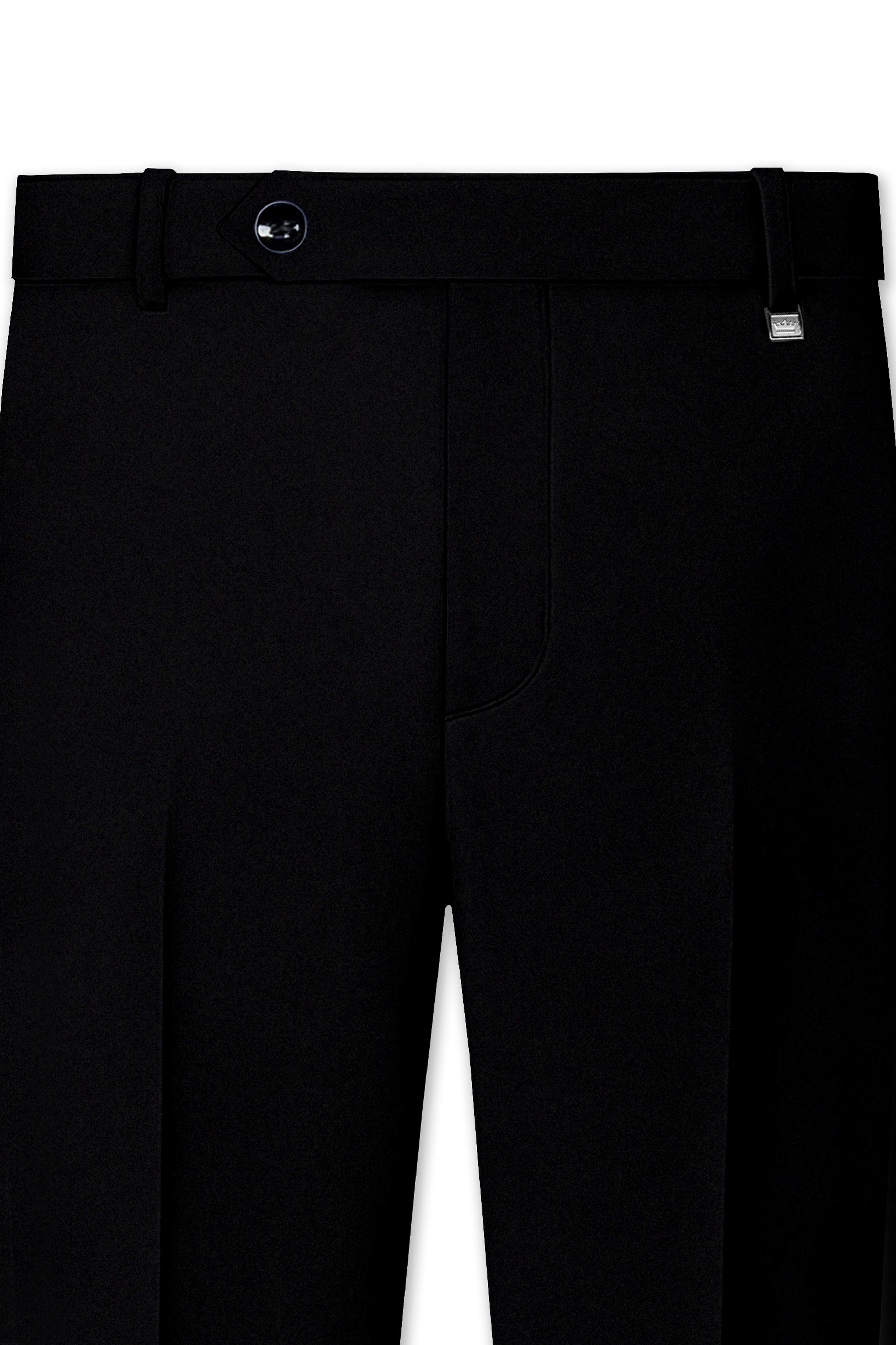 Kuro-Japanese Jade Black 4-Way Stretch Wrinkle-Free Wool Rich Cross Placket Bandhgala Suit