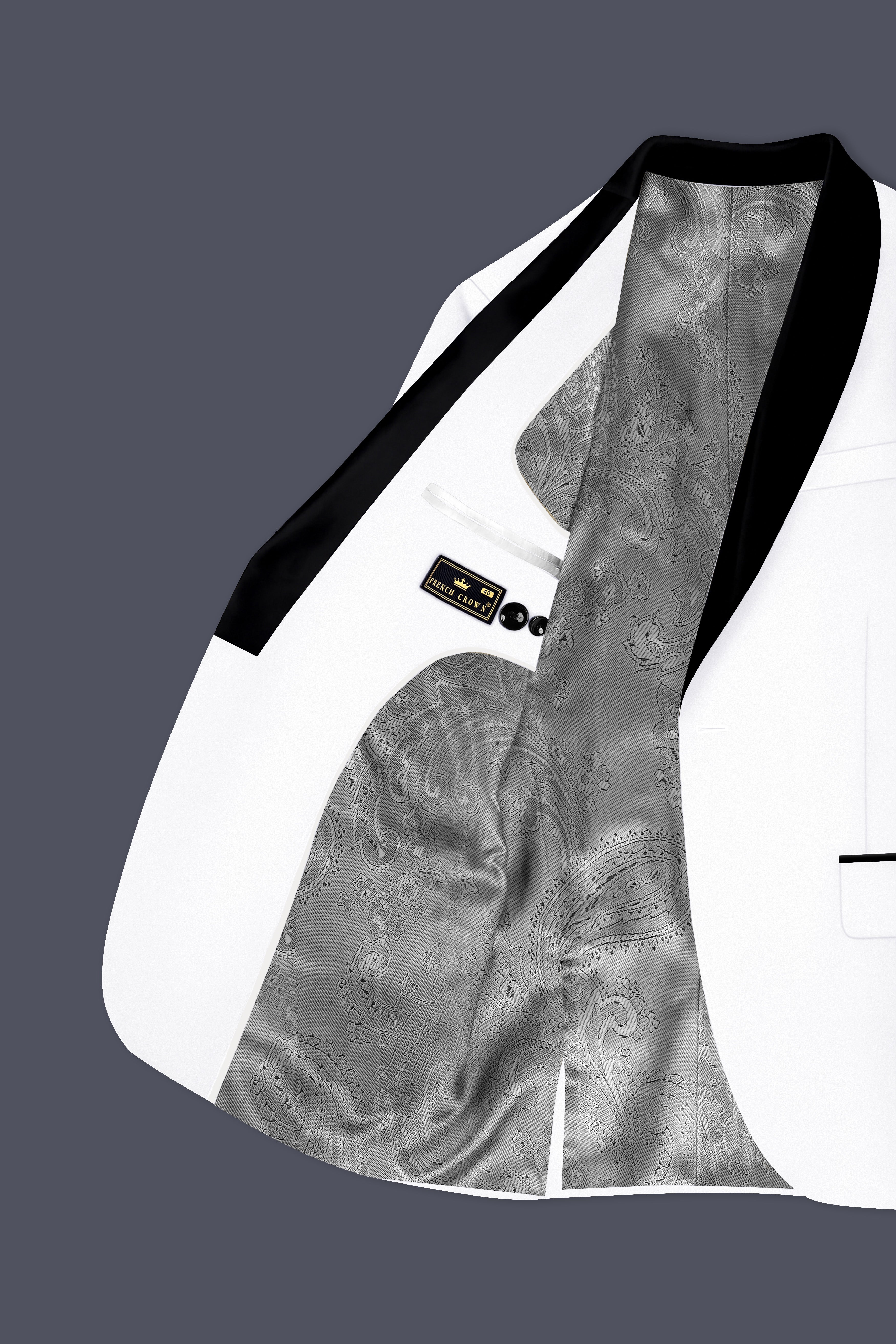 Shiro-Japanese Bright White 4-Way Stretch Wrinkle-Free Wool Rich Tuxedo Suit