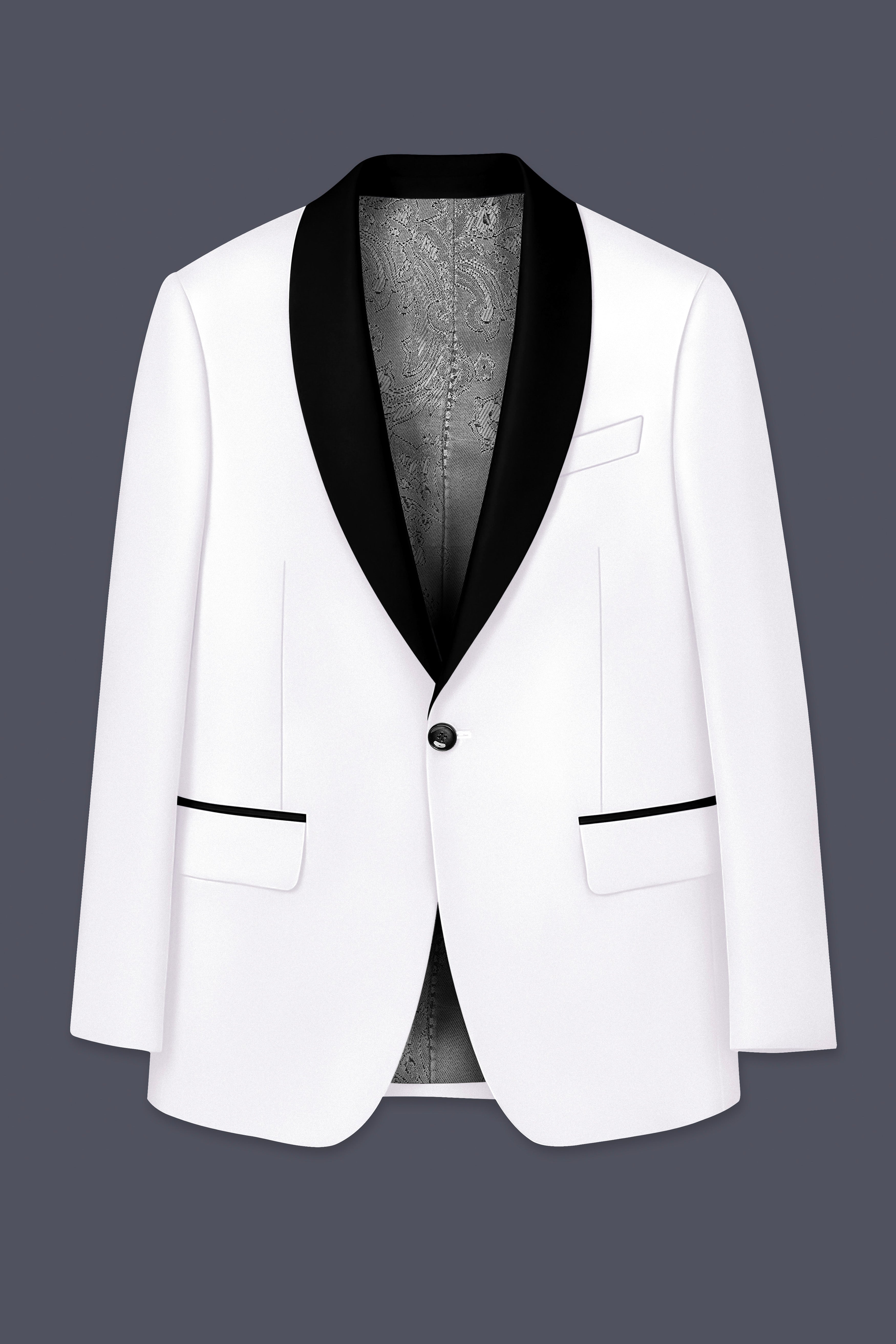 Shiro-Japanese Bright White 4-Way Stretch Wrinkle-Free Wool Rich Tuxedo Suit