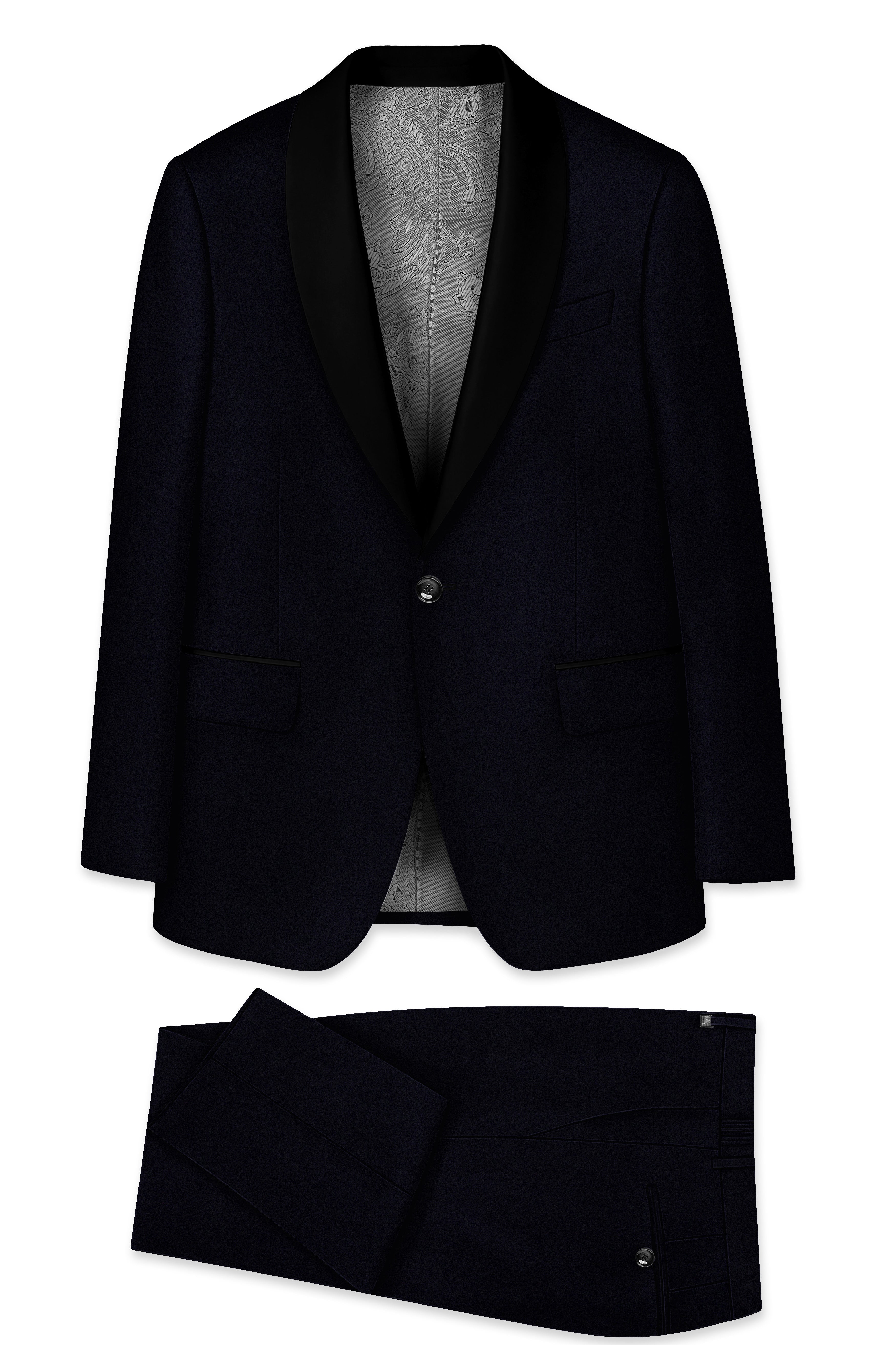 Aozora-Japanese Marine Blue 4-Way Stretch Wrinkle-Free Wool Rich Tuxedo Suit