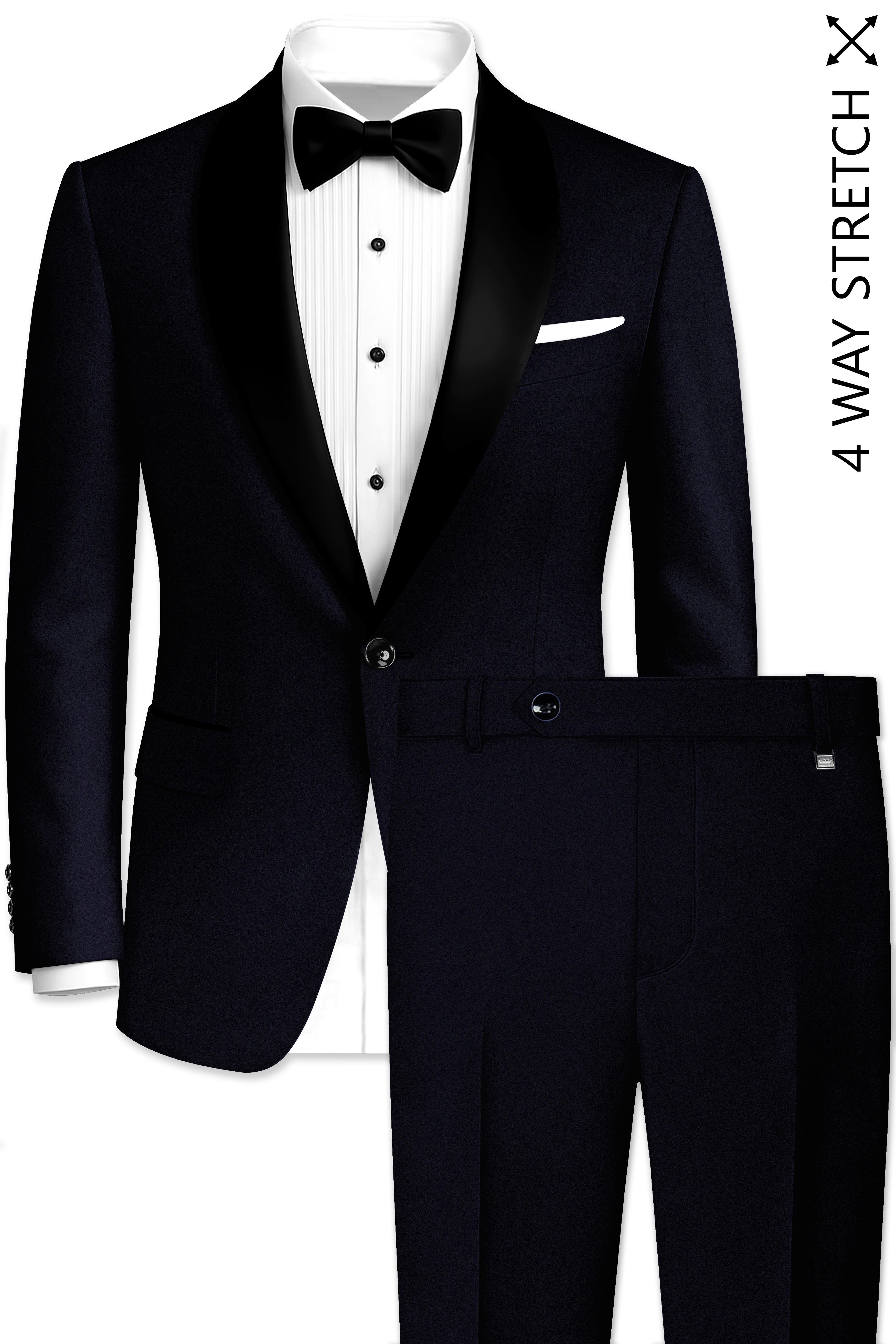 Aozora-Japanese Marine Blue 4-Way Stretch Wrinkle-Free Wool Rich Tuxedo Suit