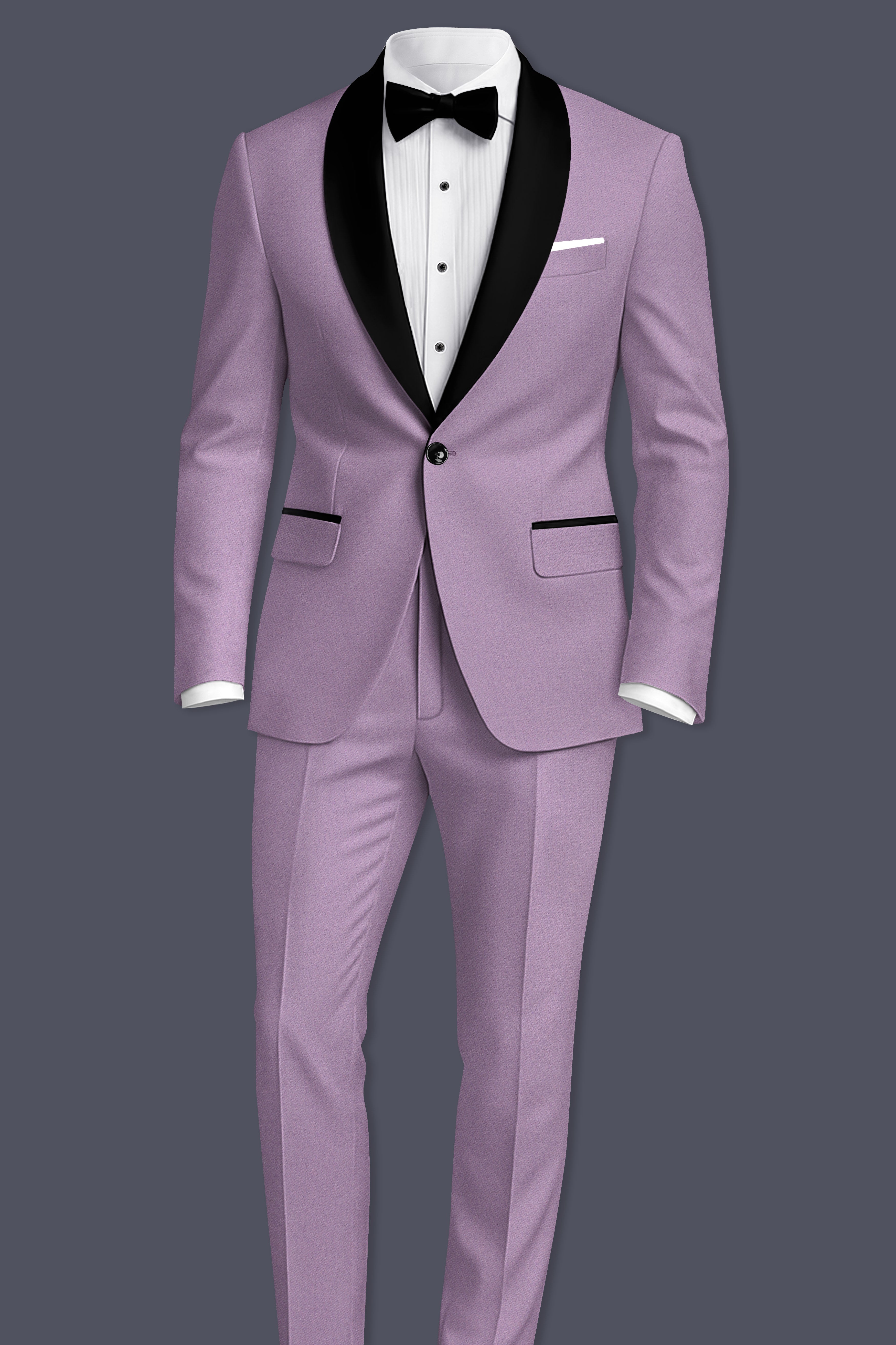 Violeto-Korean Mobster Purple 4-Way Stretch Wool Rich Tuxedo Suit