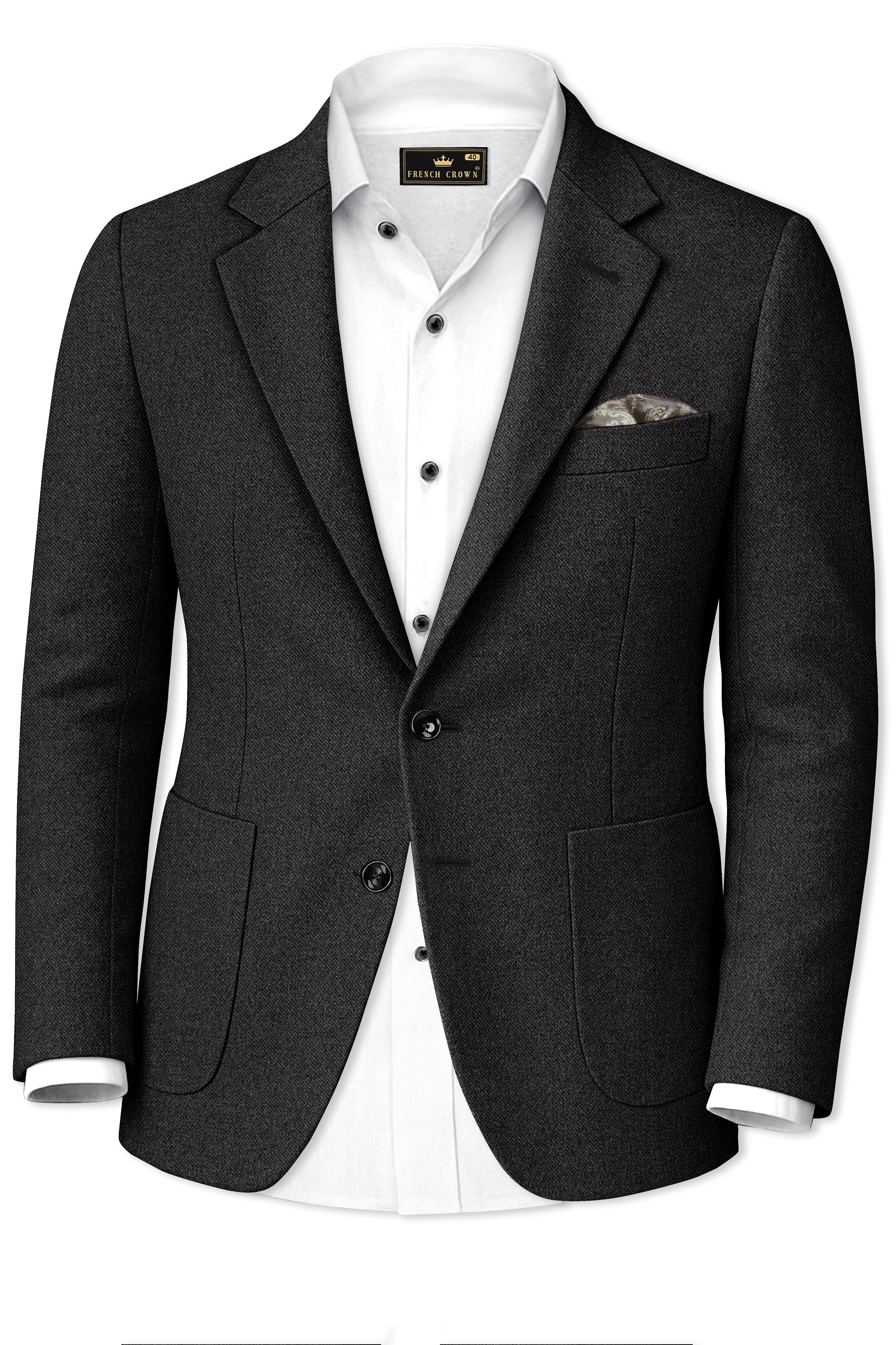 Cinerro-Mine Shaft Gray Textured Tweed Single Breasted Sports Suit